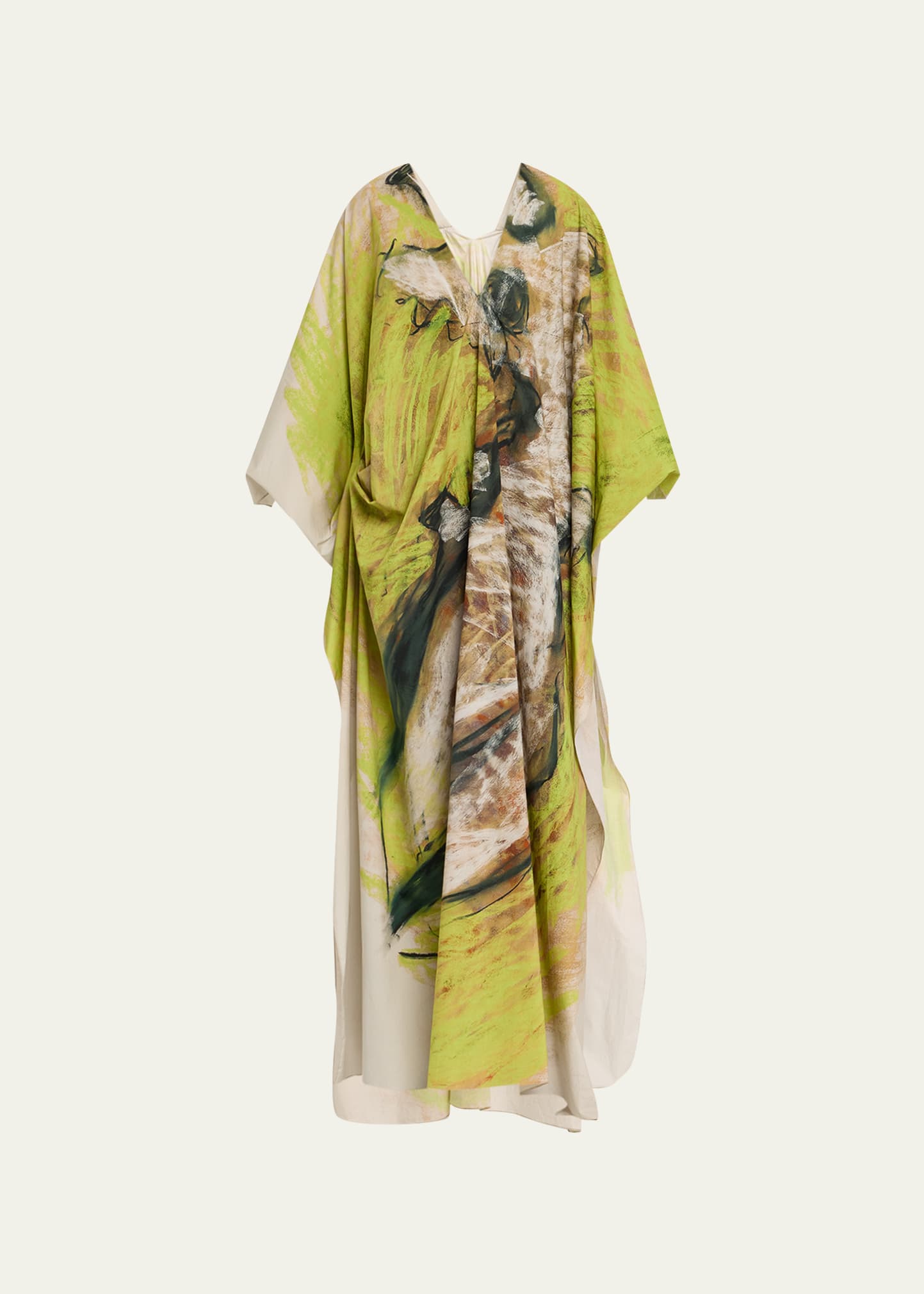 Shop Diotima Centre Abstract-print Kaftan In Lime Multi