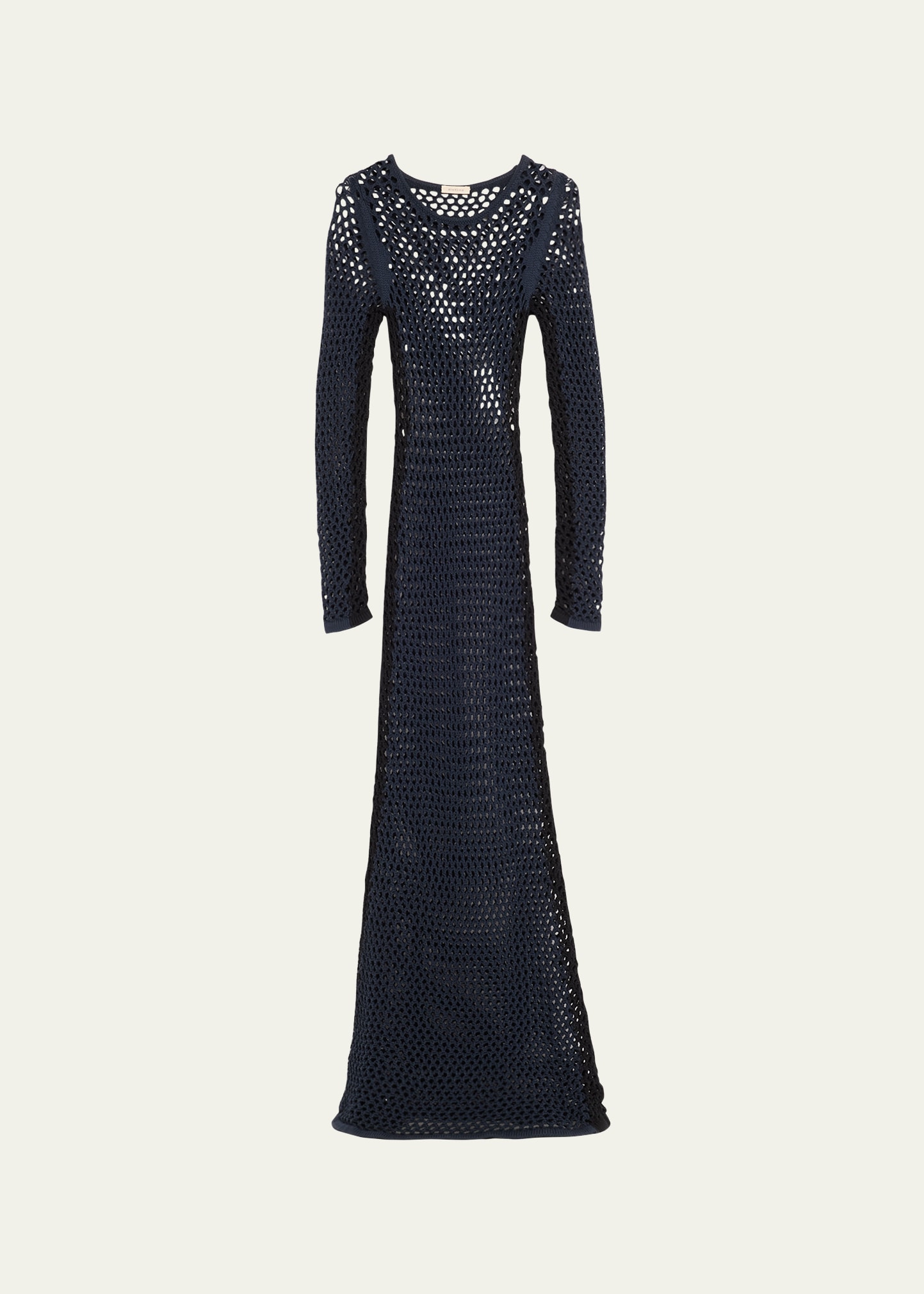 Diotima Mount Open-knit Straight Maxi Dress In Navy-black