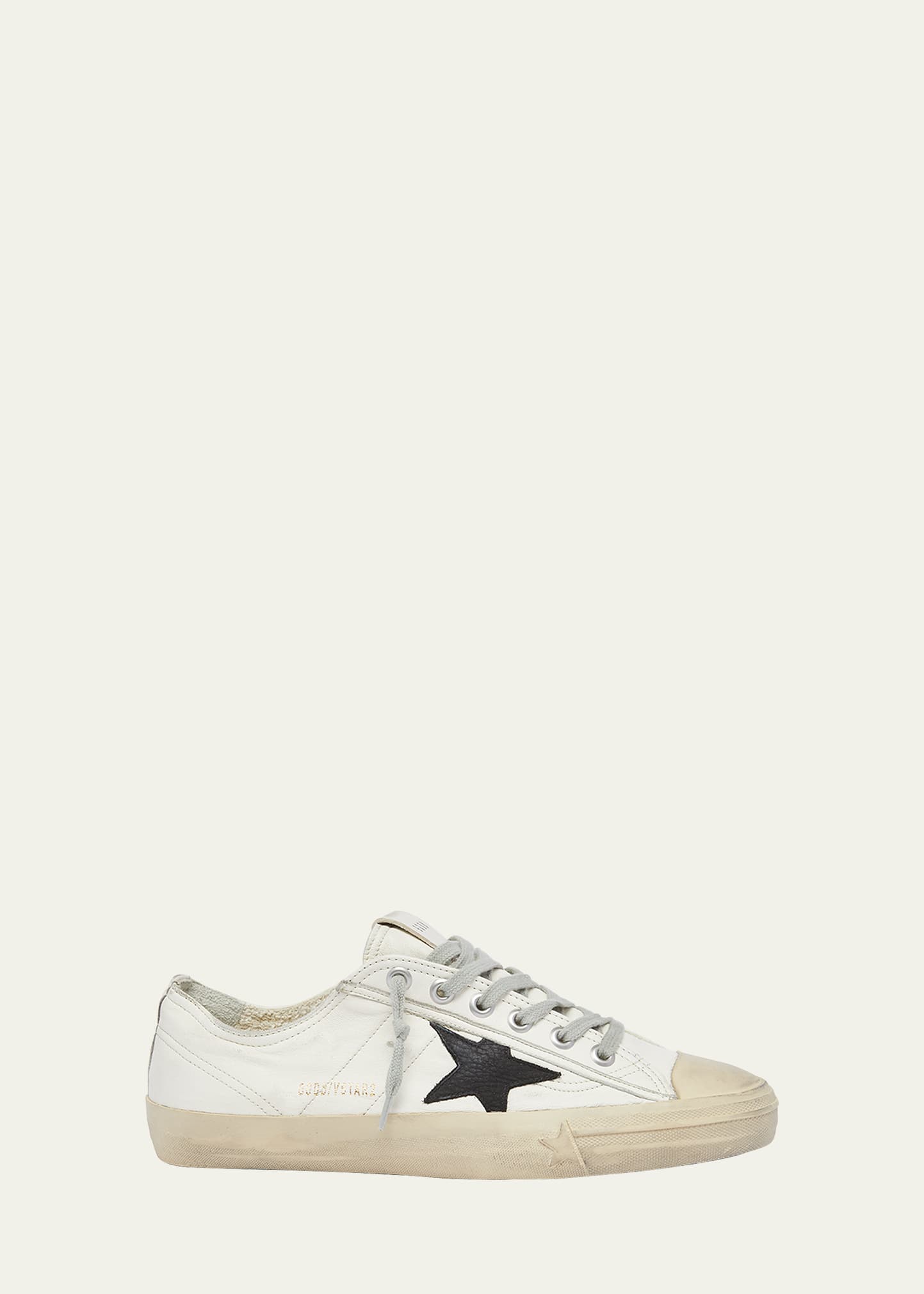 Shop Golden Goose Men's V-star 2 Nappa Leather Low-top Sneakers In Dirty White/black