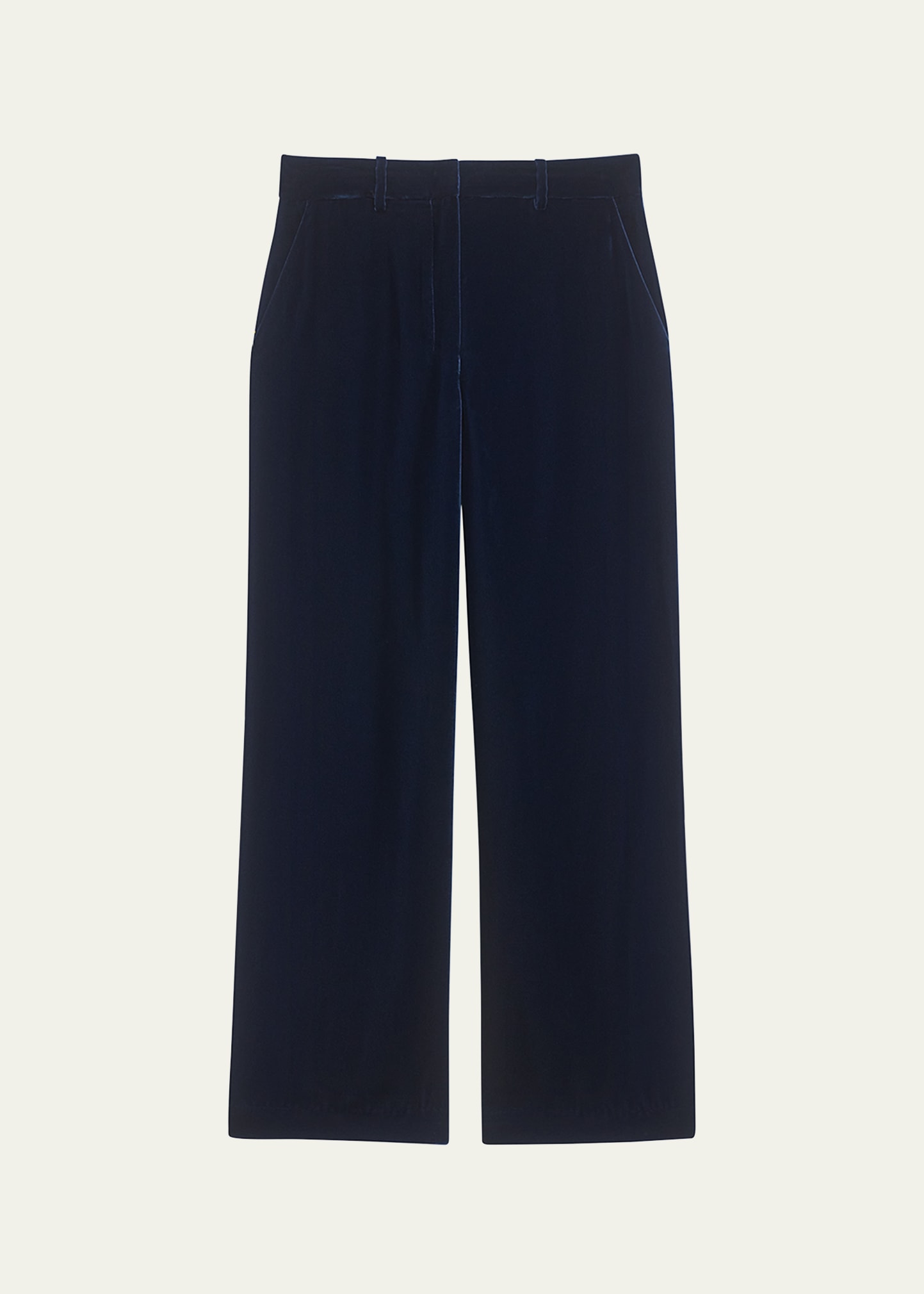 Theory Velvet Relax Straight-leg Pants In Blueberry