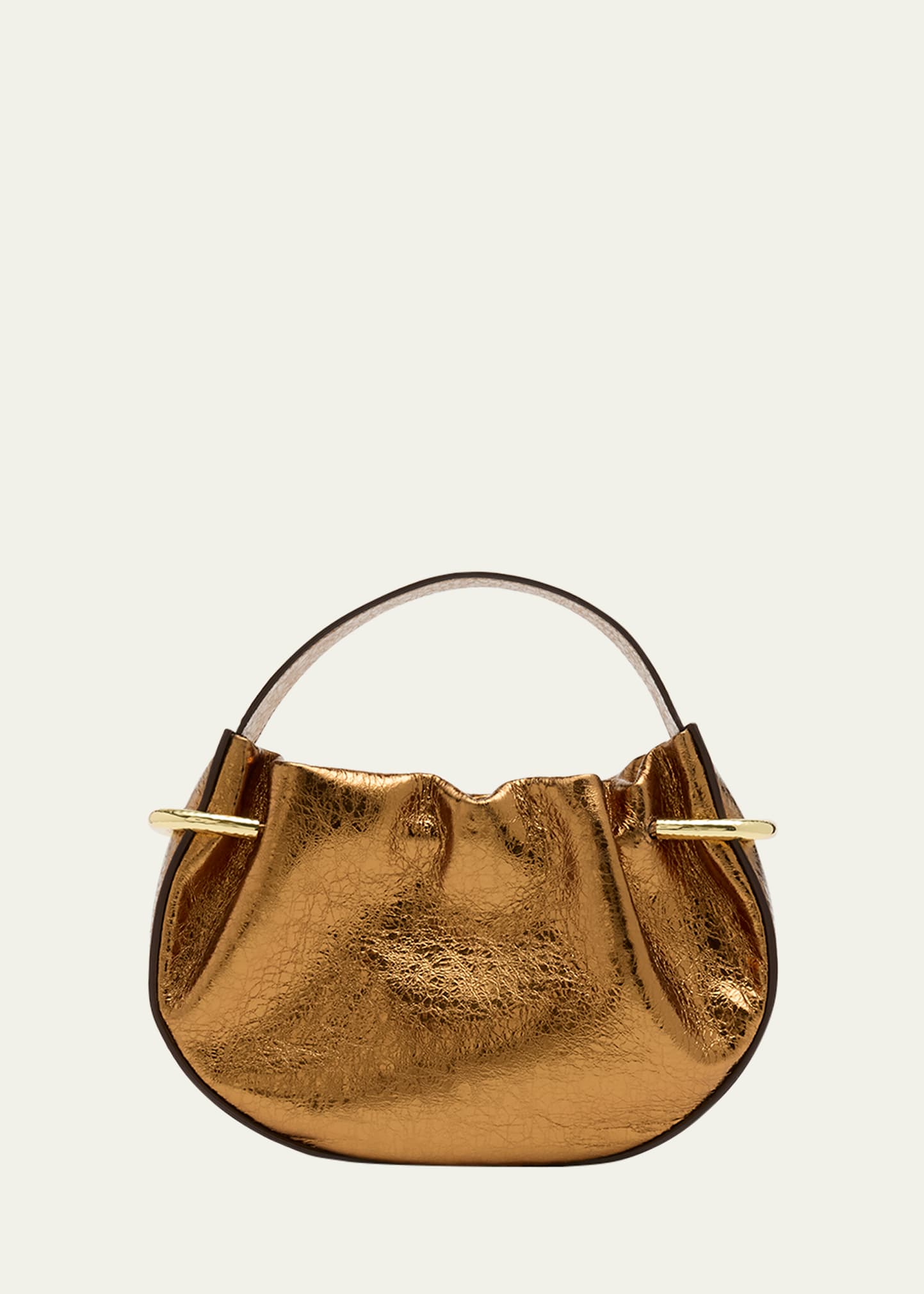 Tilda Mini Ruched Metallic Top-Handle Bag
