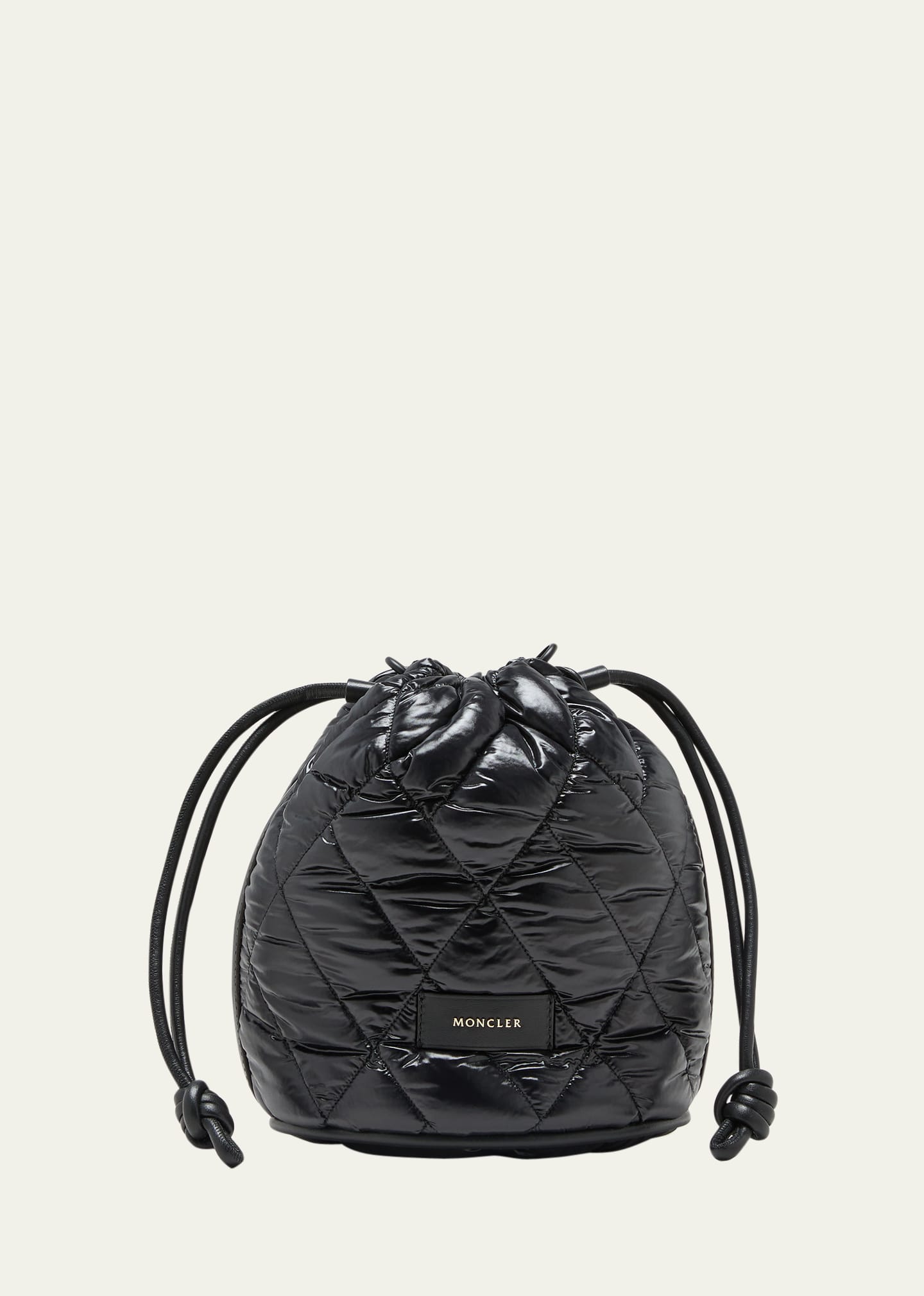 Moncler Quilted Logo Patch Bucket Bag In Black