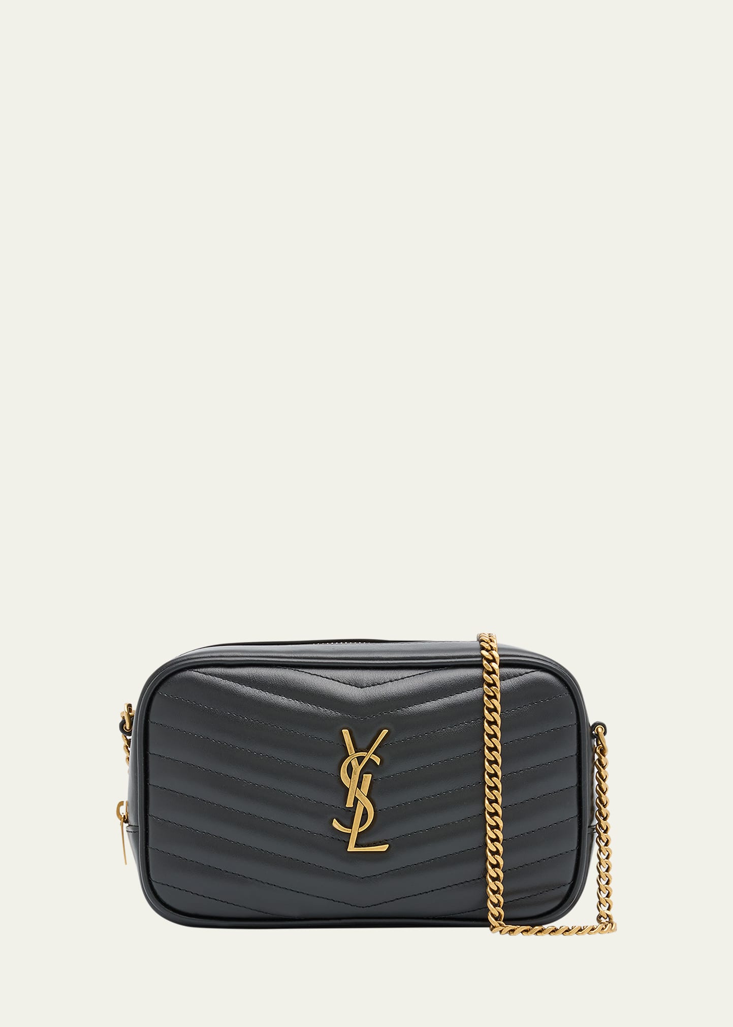 Saint Laurent Lou Mini Leather Camera Bag In Black