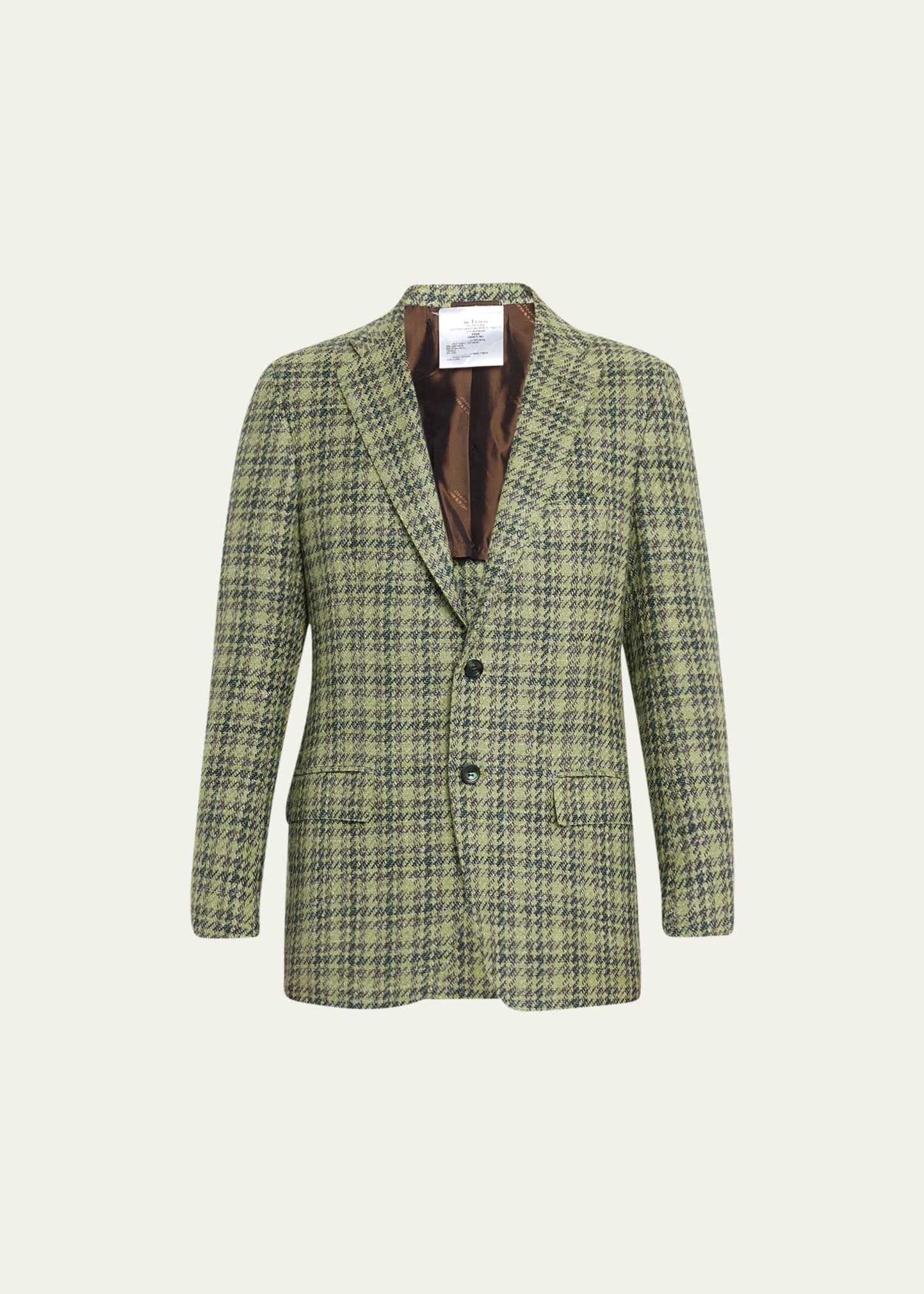 Shop Kiton Men's Woven Cashmere Check Sport Coat In Ltgreen