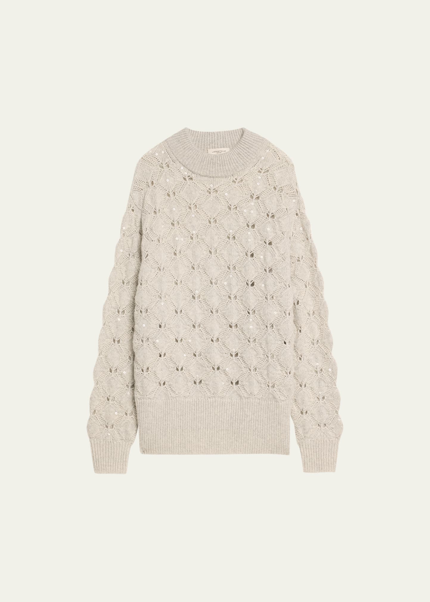 Mock-Neck Lace-Stitch Sweater
