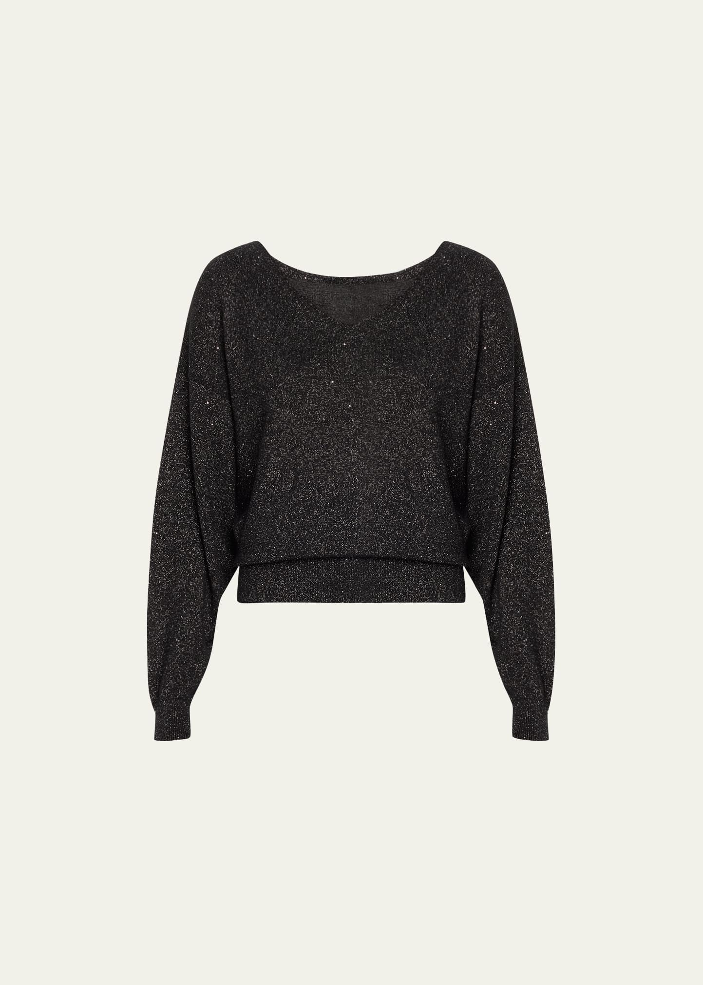 Heathered V-Neck Sequin Sweater