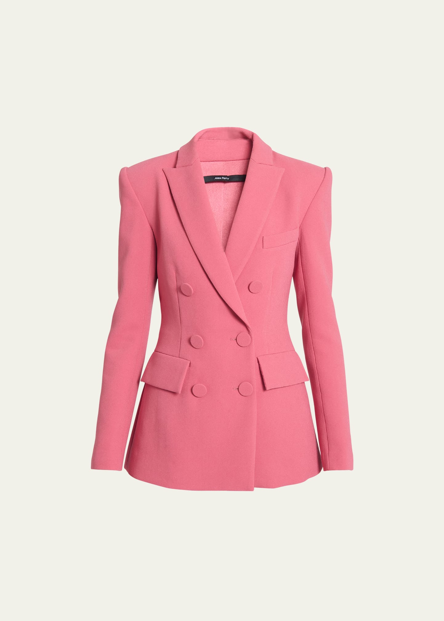 Alex Perry Double-breasted Stretch Crepe Fitted Blazer In Garnet Rose