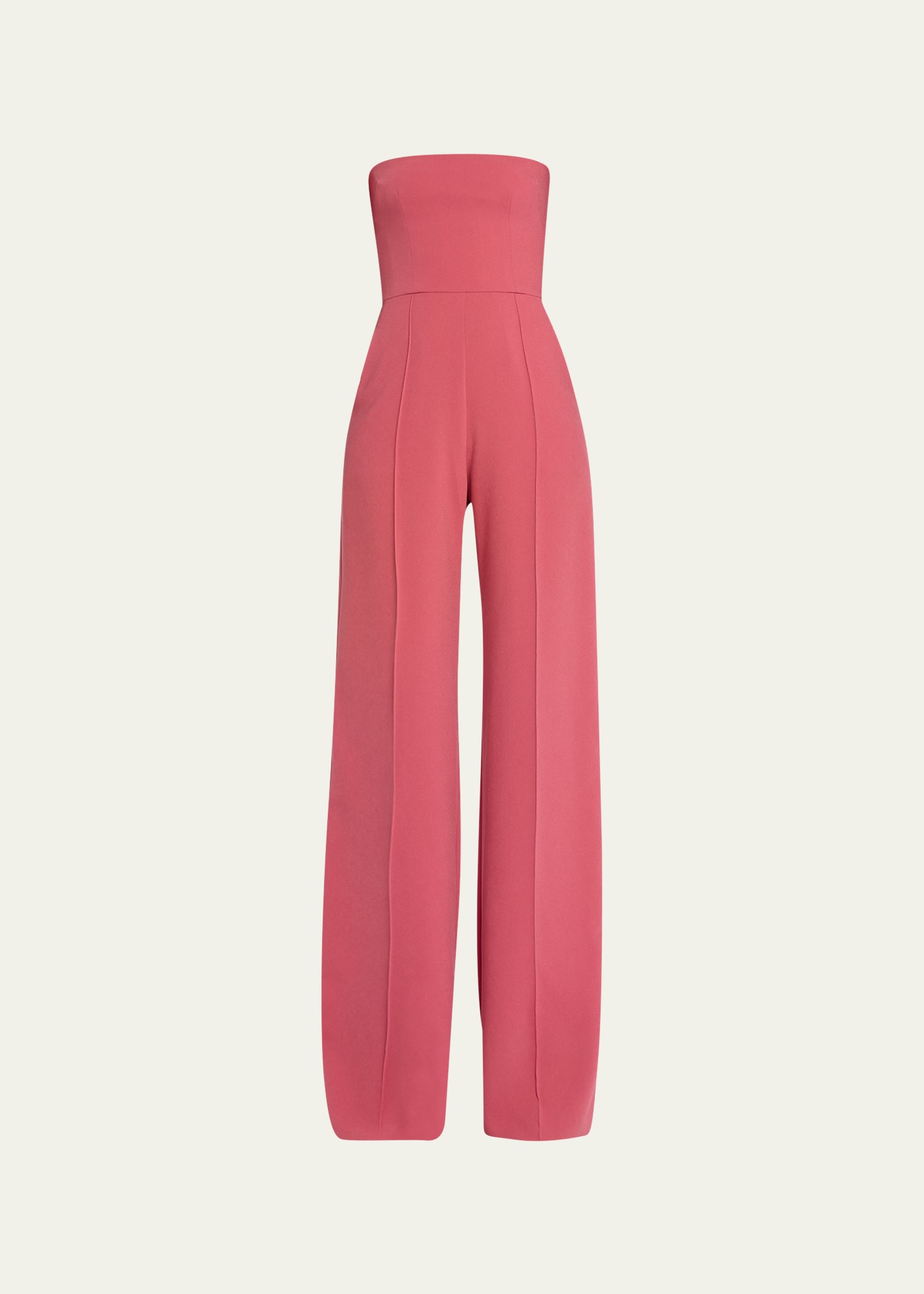 Shop Alex Perry Stretch Crepe Strapless Straight-leg Jumpsuit In Garnet Rose