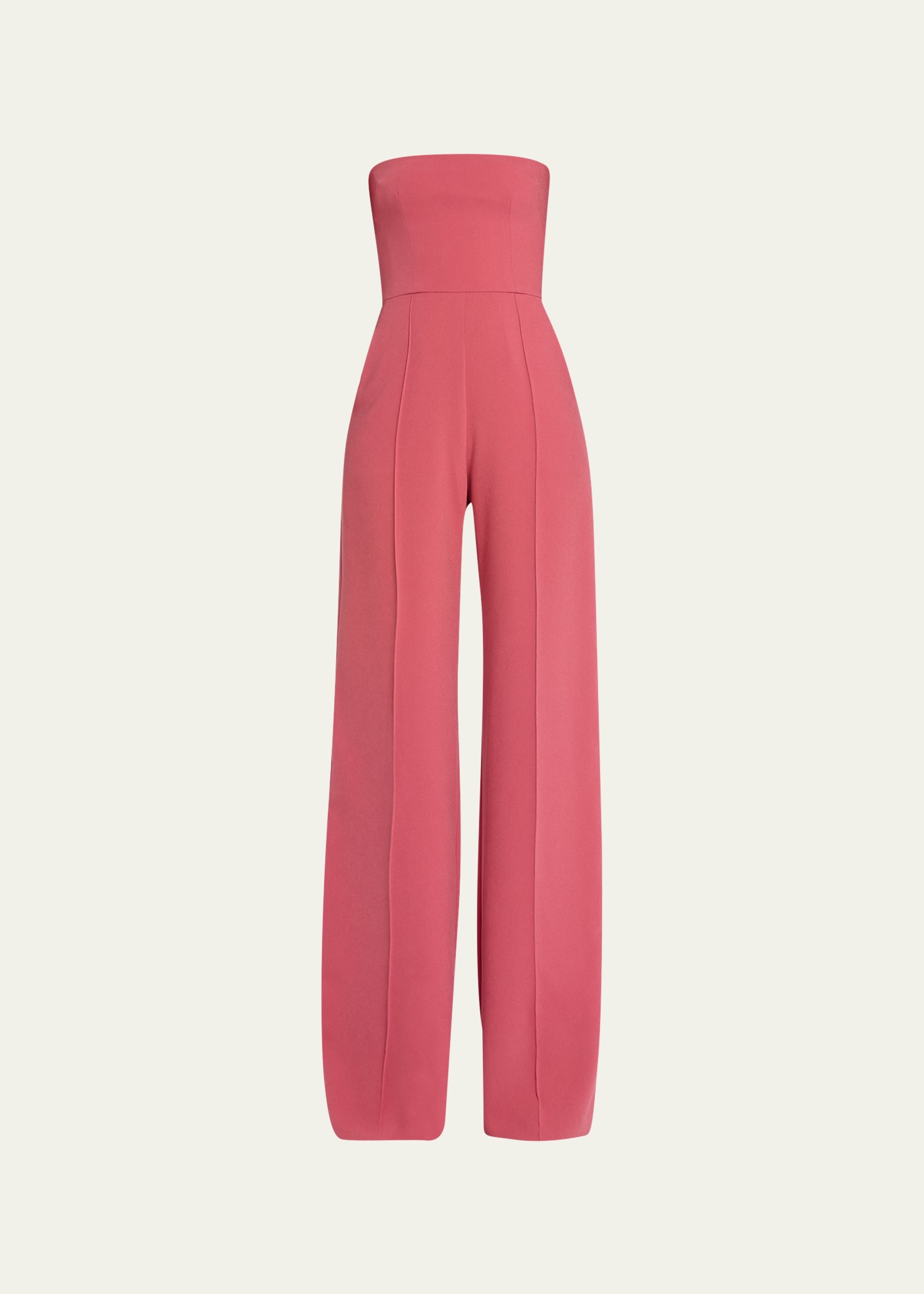 Alex Perry Stretch Crepe Strapless Straight-leg Jumpsuit In Garnet Rose