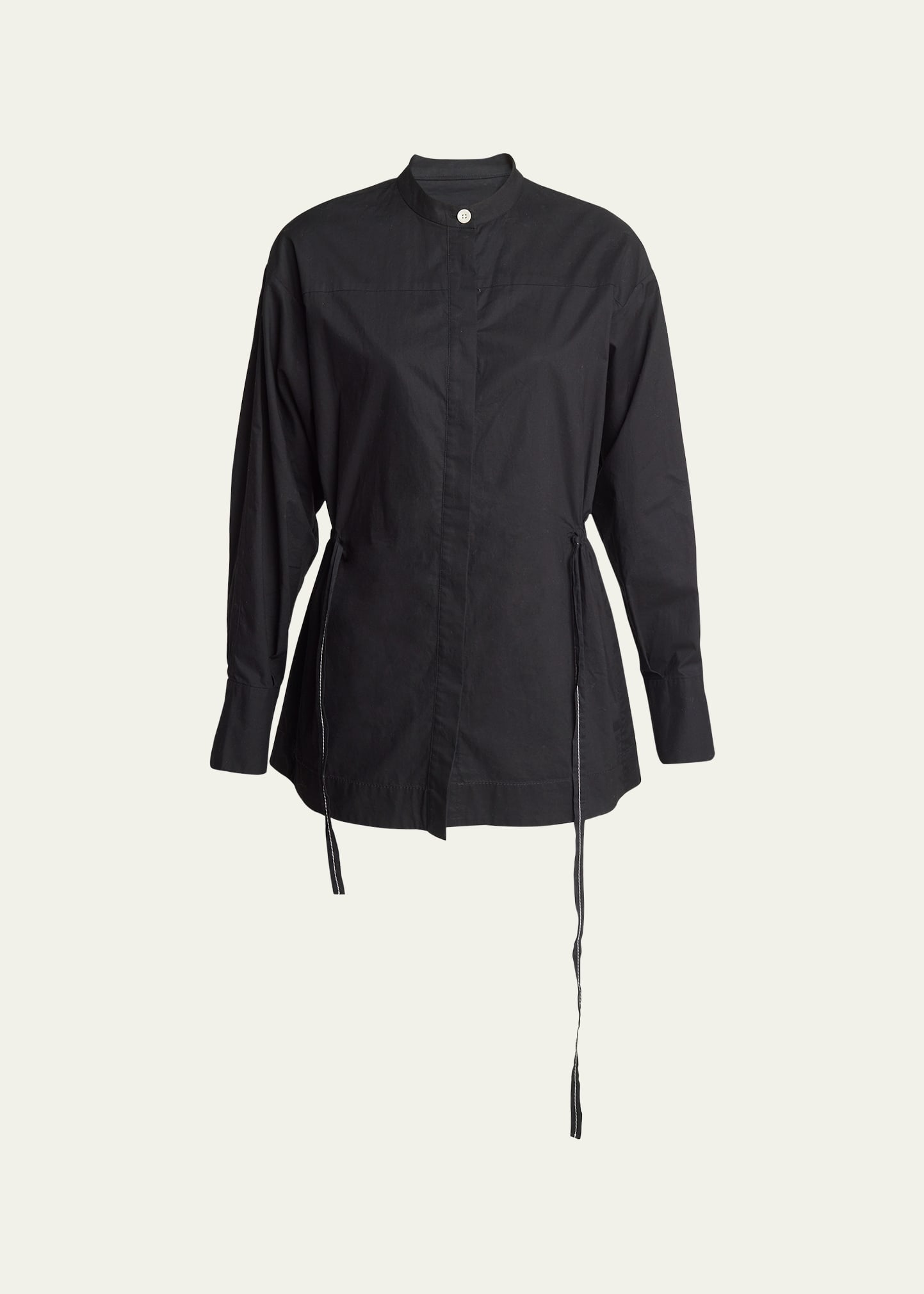 Shop Proenza Schouler White Label Senna Long-sleeve Drawcord Tunic Top In Black