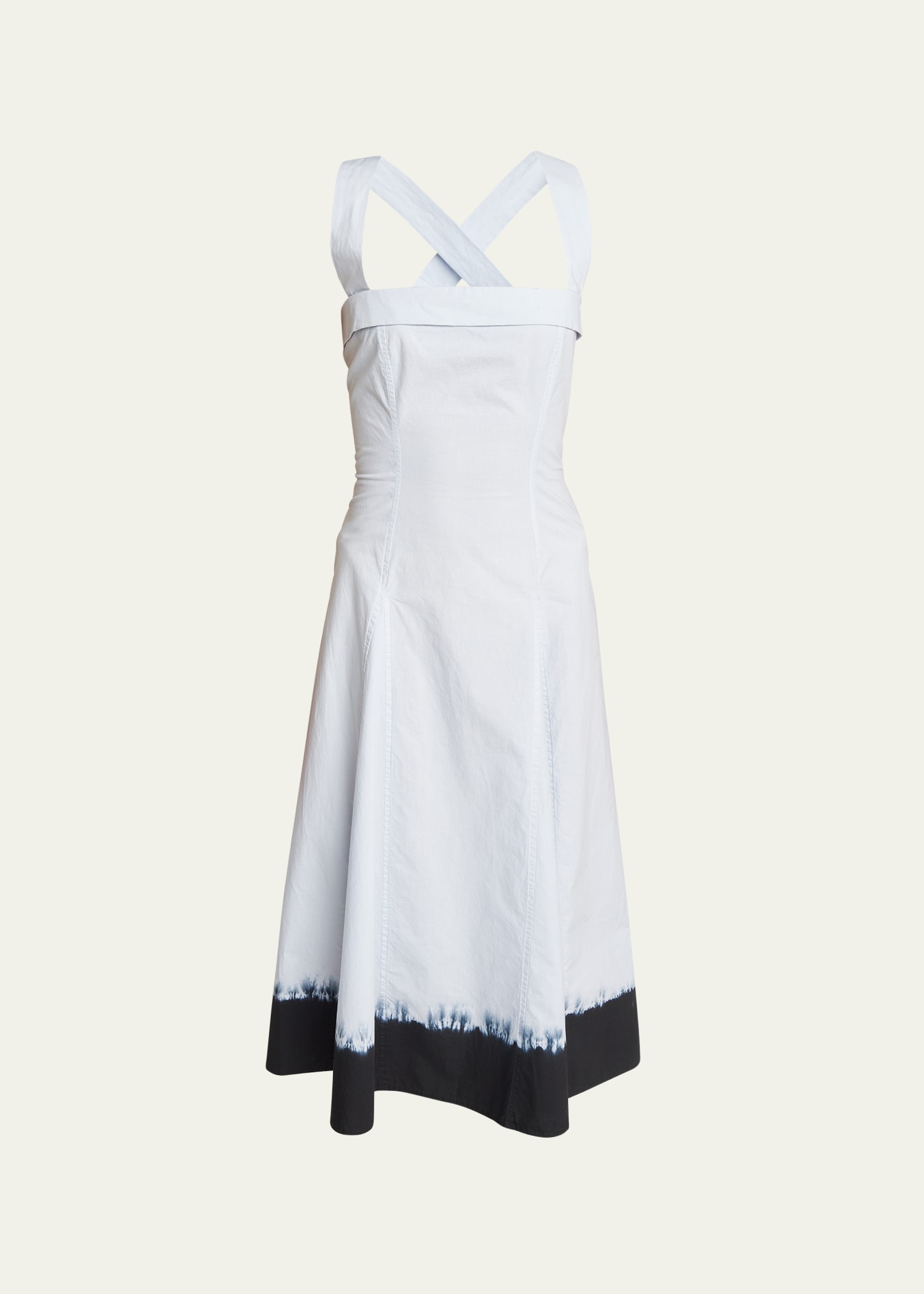 Shop Proenza Schouler White Label Edie Tie-dye Sleeveless Poplin Midi Dress In Arctic/black