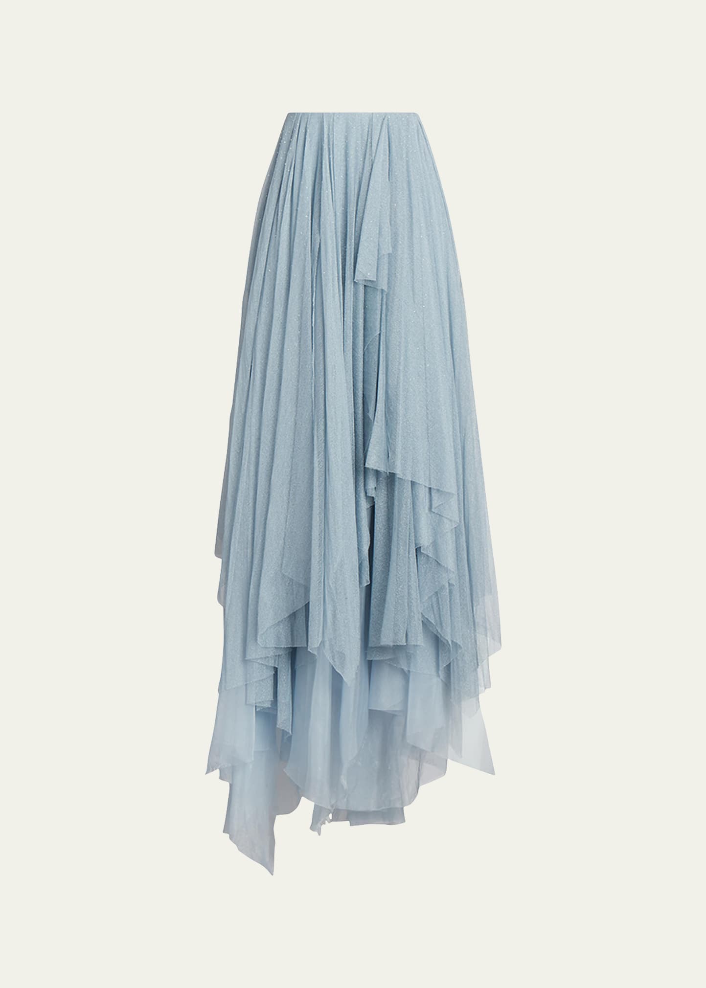 Ralph Lauren Alvey Layered Metallic Tulle Maxi Skirt In Blue