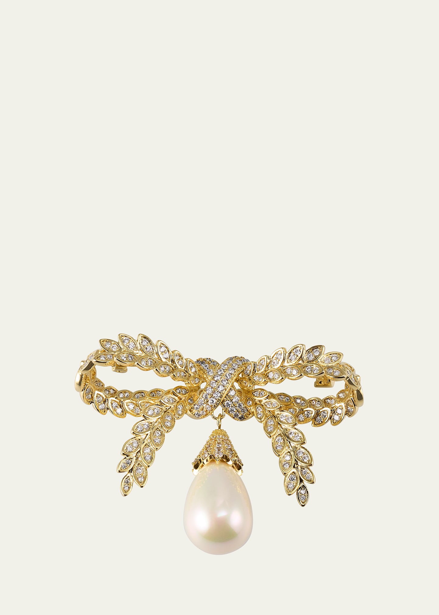 Natasha Accessories Limited Pearly Drop Bow Brooch In Gldivroy