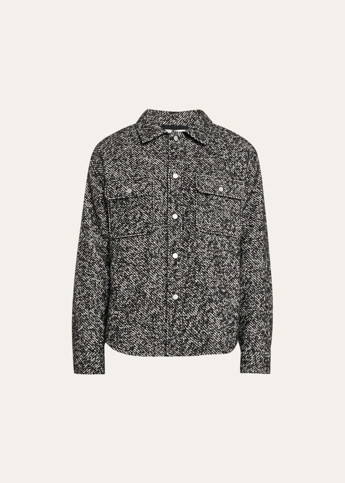 Shop Frame Men's Tweed Textured Overshirt In Grey