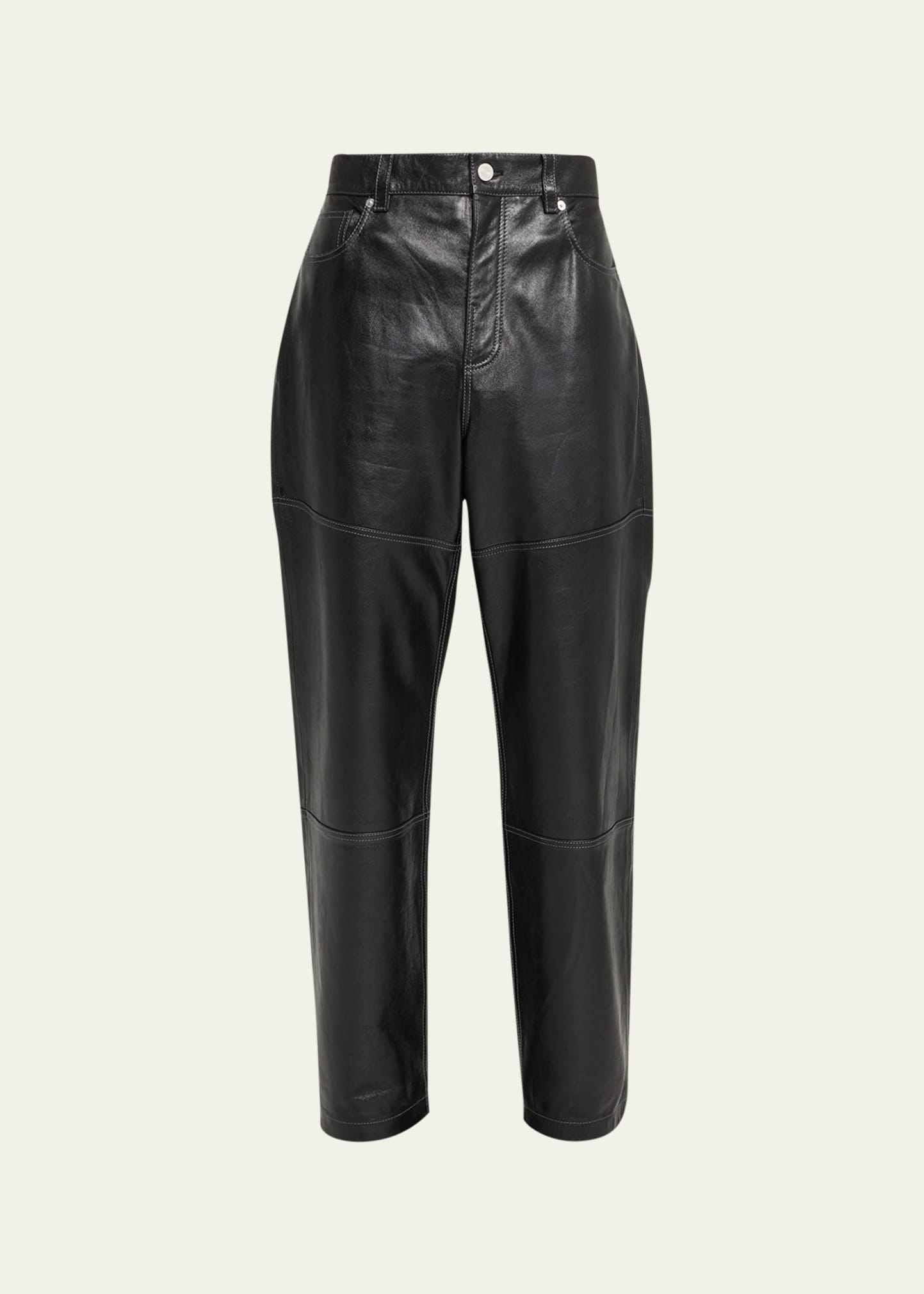 Frame Men's Paneled Loose-fit Leather Trousers In Black