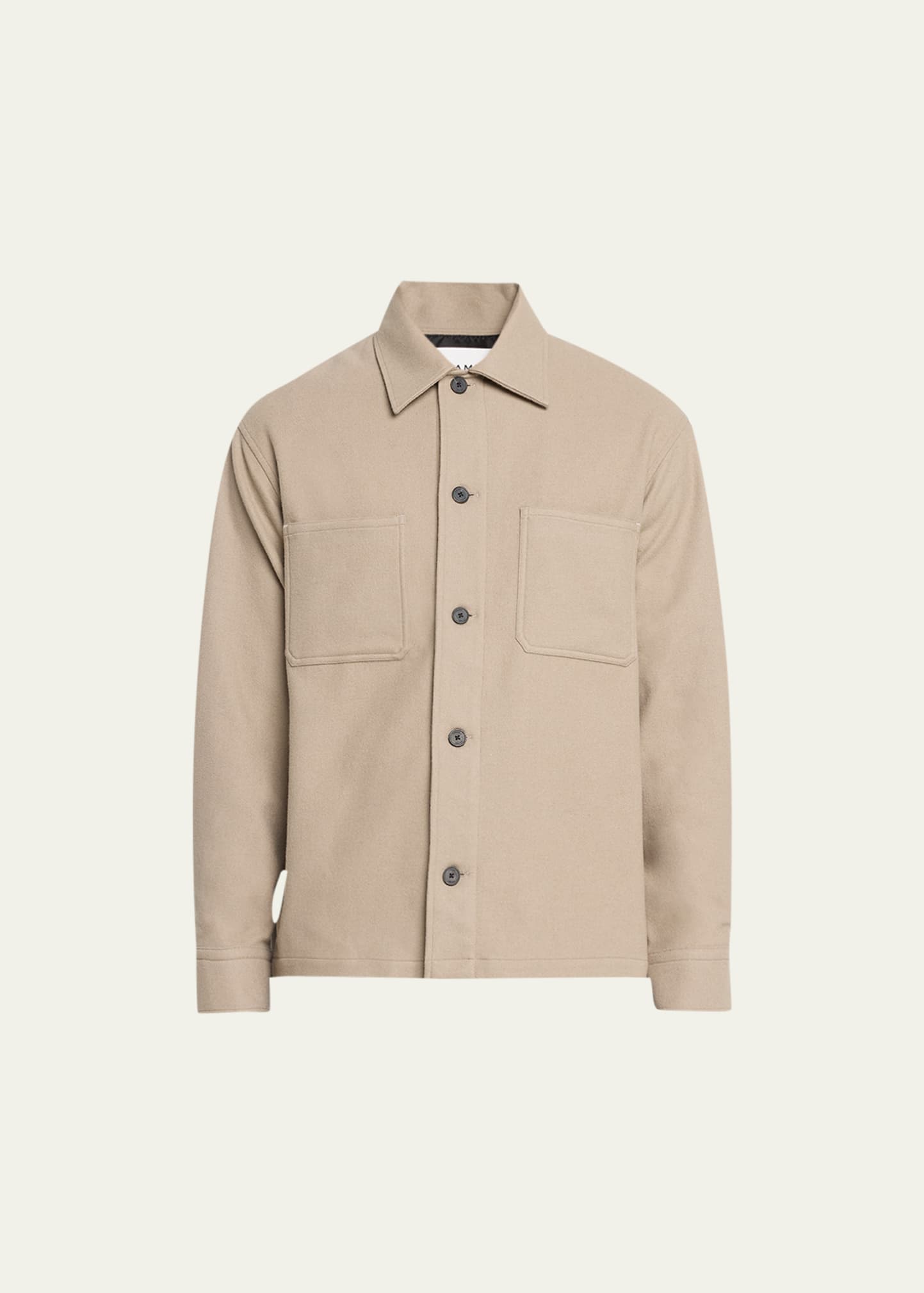 Shop Frame Men's Solid Wool-blend Overshirt In Stone Beige