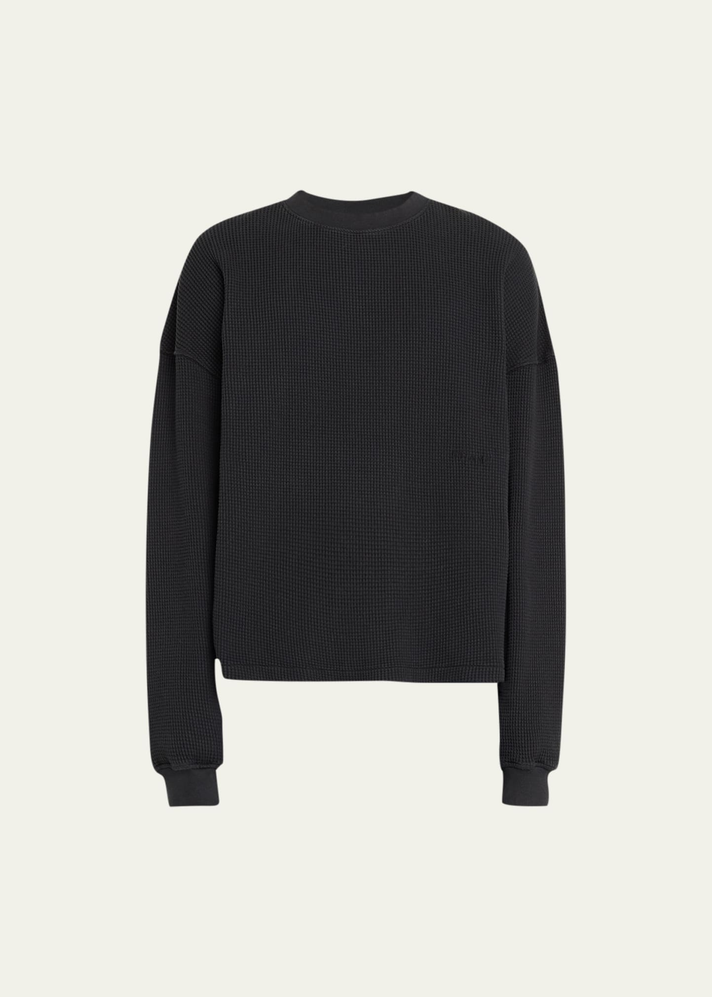 Frame Men's Waffle Textured Logo Sweater In Washed Black