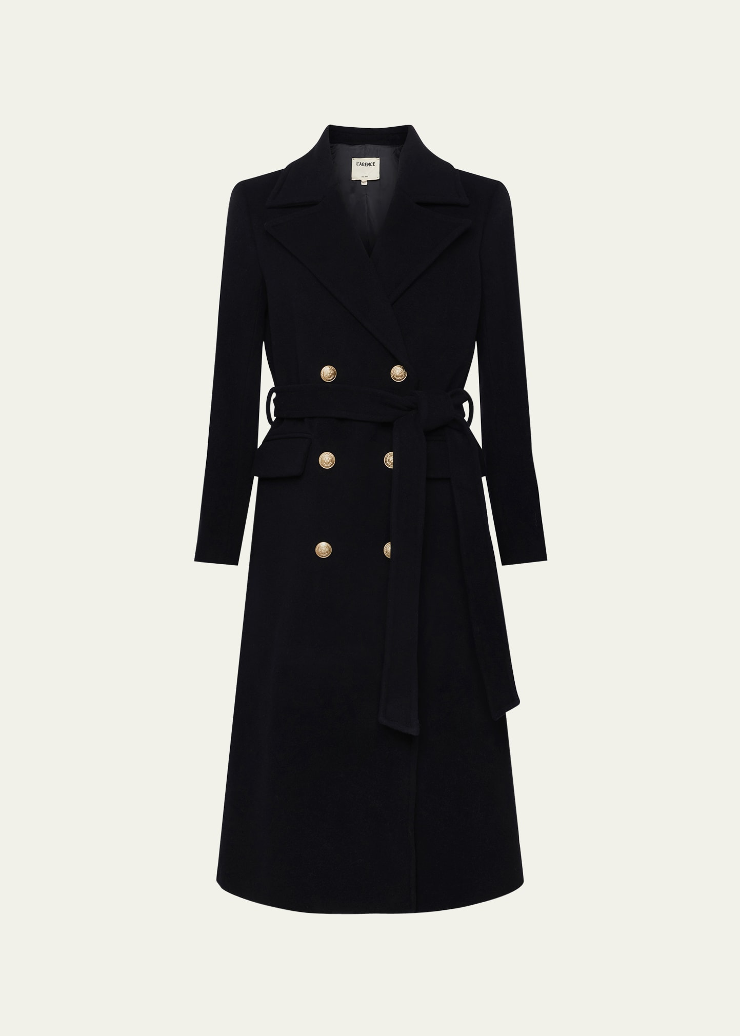 L AGENCE OLINA DOUBLE-BREASTED BELTED COAT