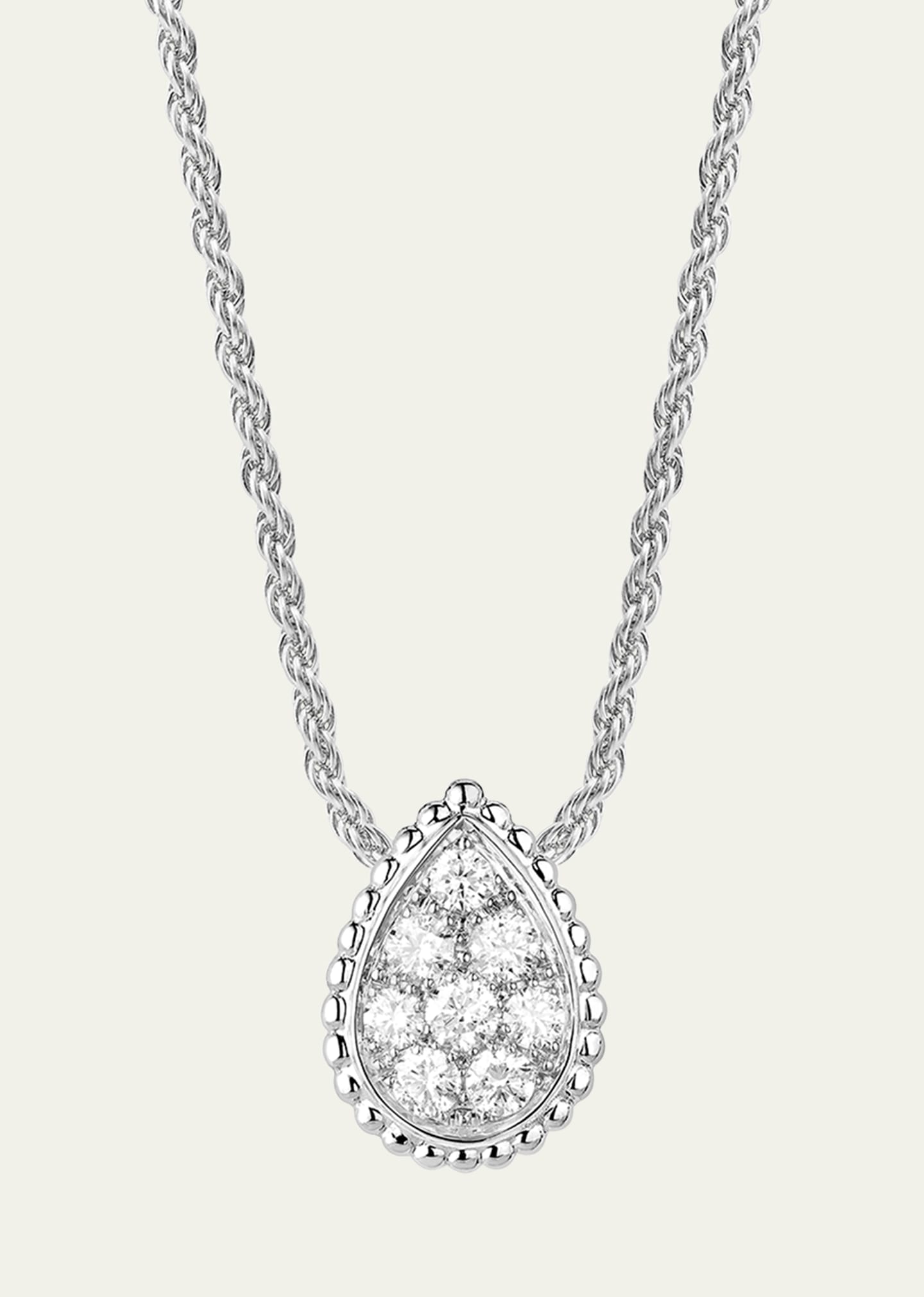Boucheron Serpent Boheme Small White Gold Diamond Pendant Necklace