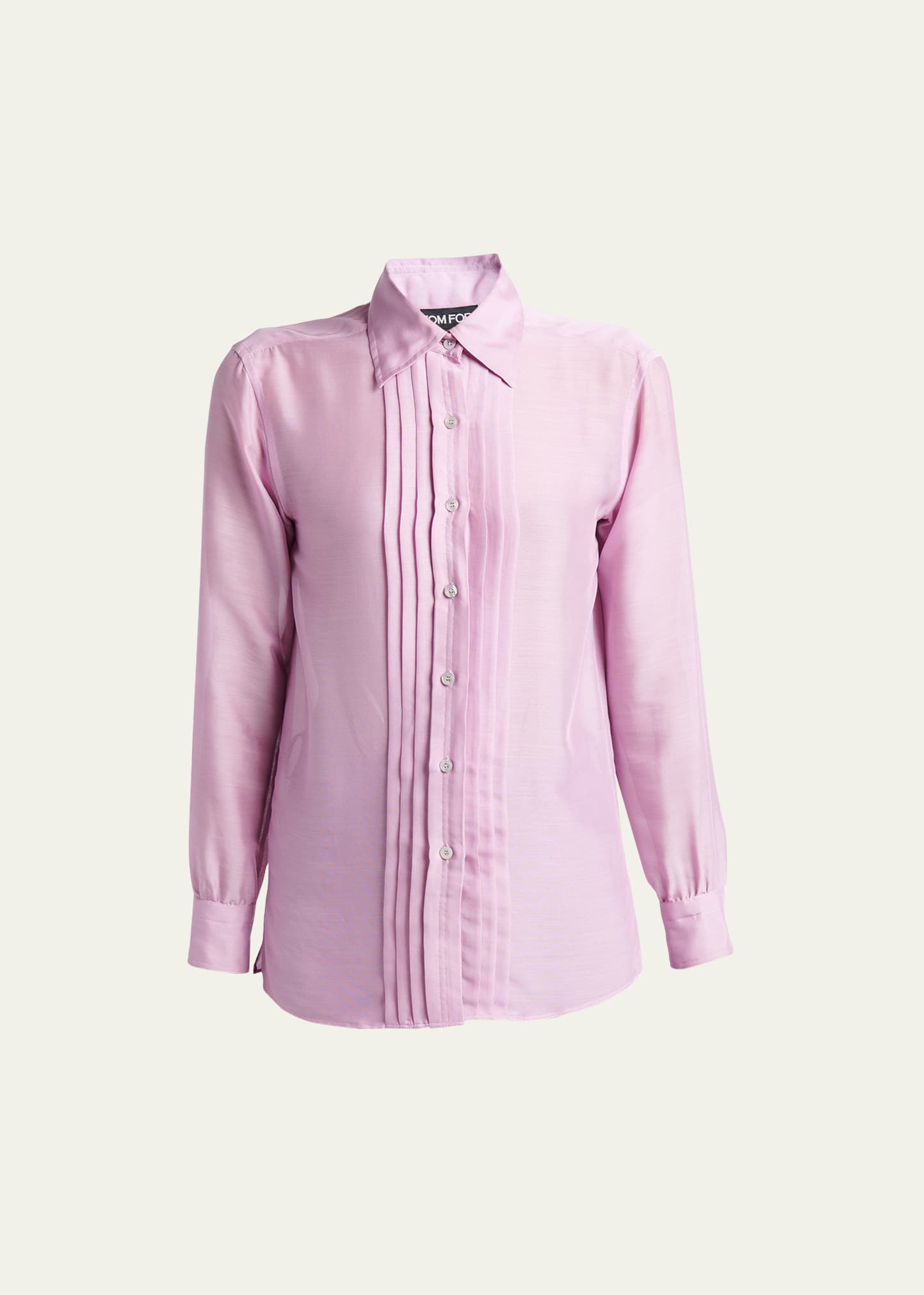 Shop Tom Ford Pleated Silk Button-front Blouse In Fragrant L