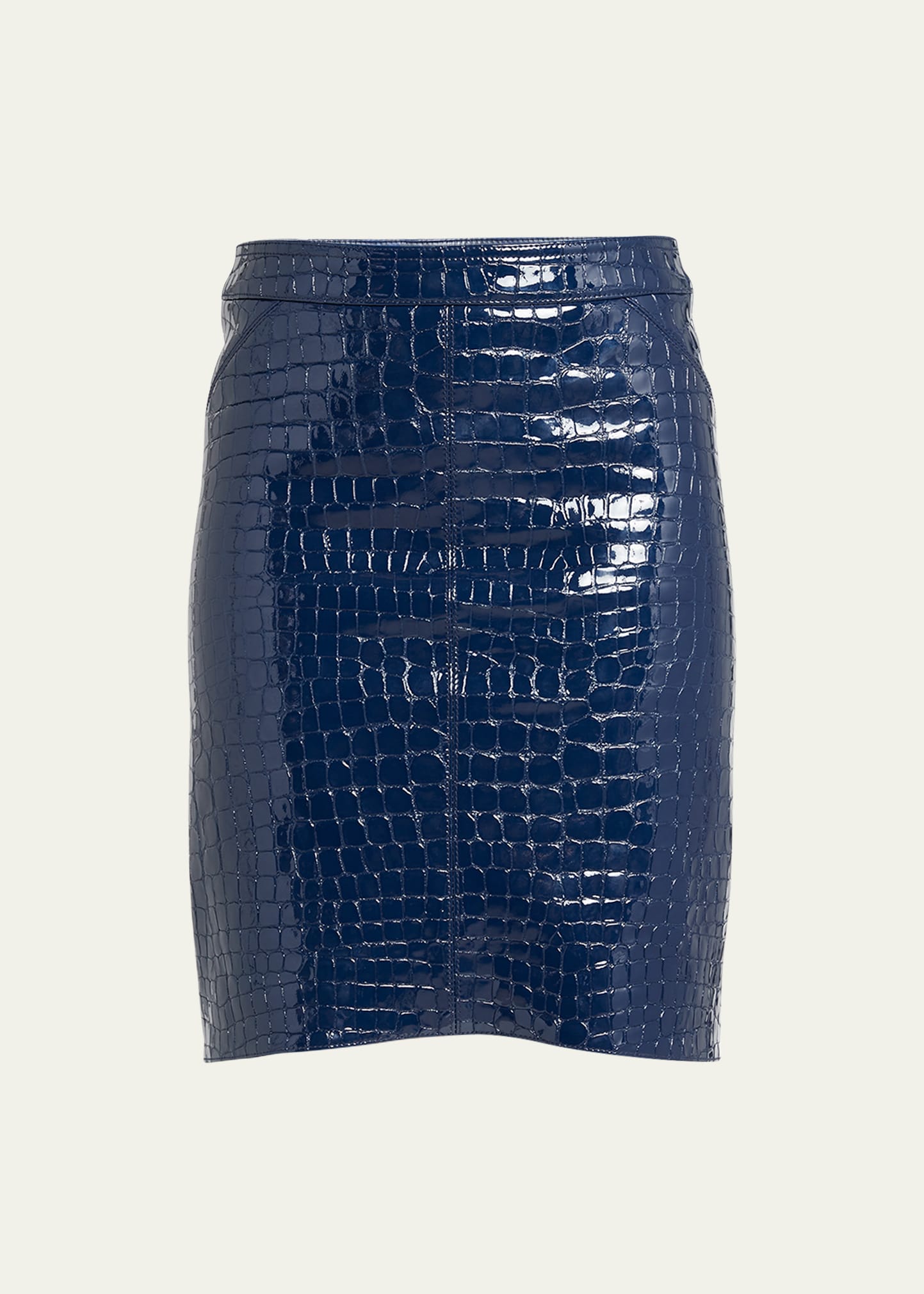 Shop Tom Ford Croc-embossed Leather Pencil Skirt In Deep Blue