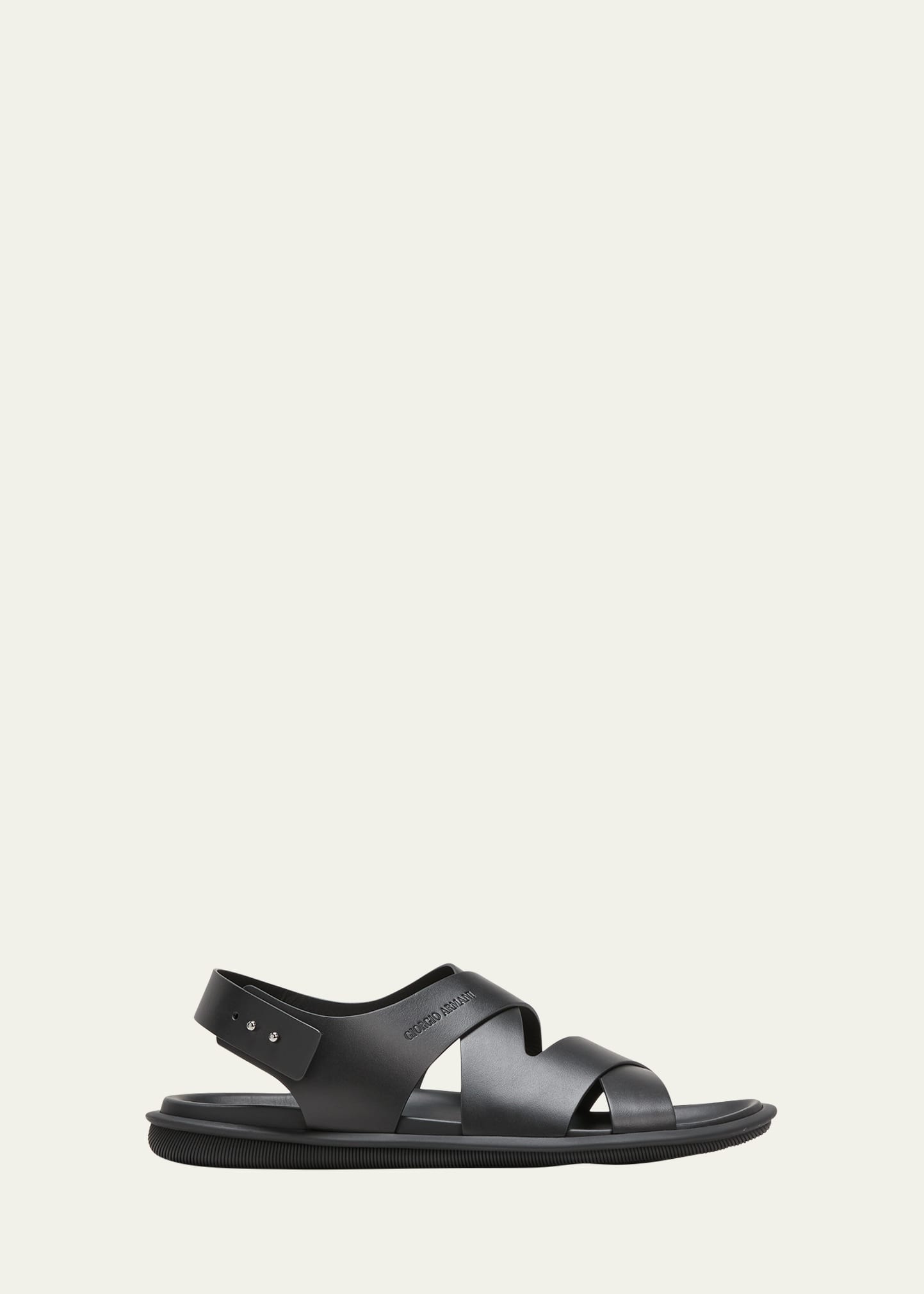 Shop Giorgio Armani Men's Calf Leather Sandals In Black