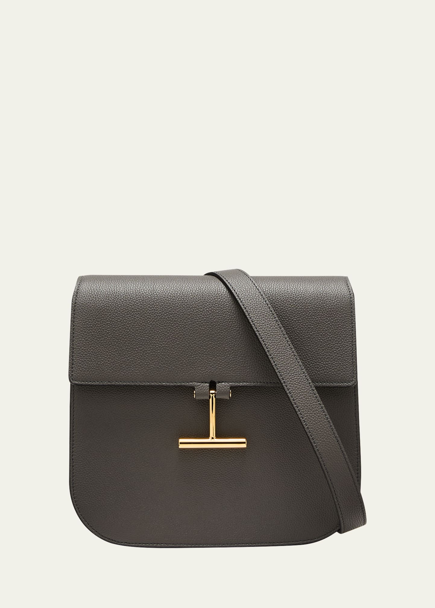 Tom Ford Tara Medium Leather Saddle Crossbody Bag In 1g003 Graphite