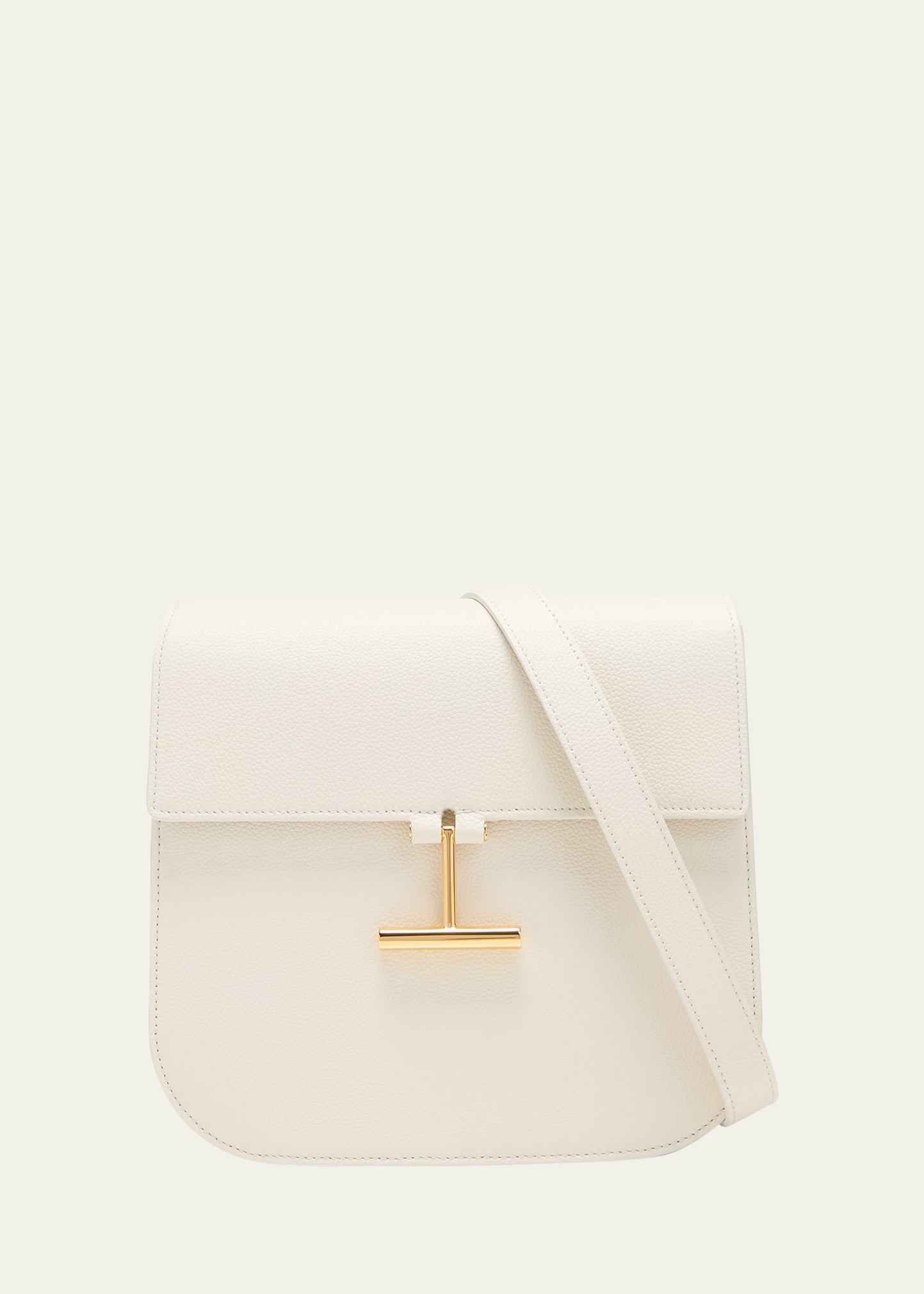 Tom Ford Mini Tara Grained Leather Crossbody Bag In Chalk