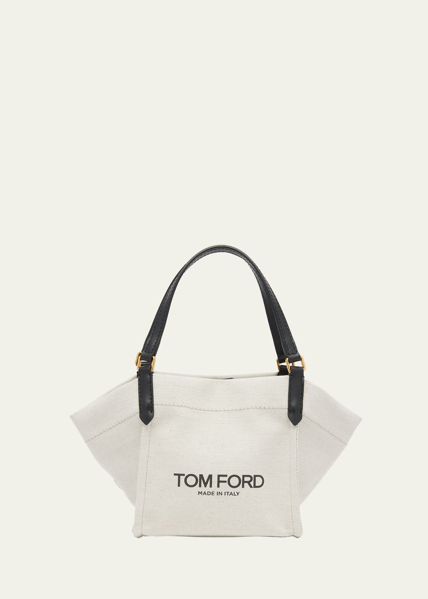 Shop Tom Ford Amalfi Small Logo Canvas Tote Bag In 3jn05 Rope Black