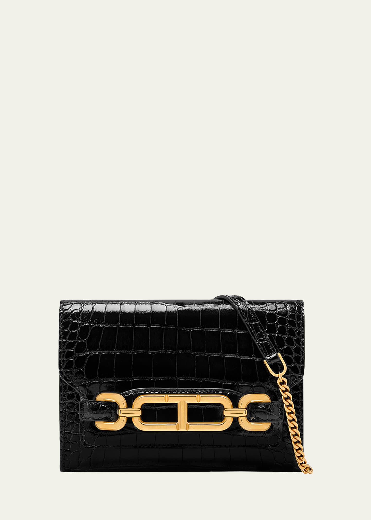 Shop Tom Ford Whitney Mini Croc-embossed Chain Shoulder Bag In 1n001 Black