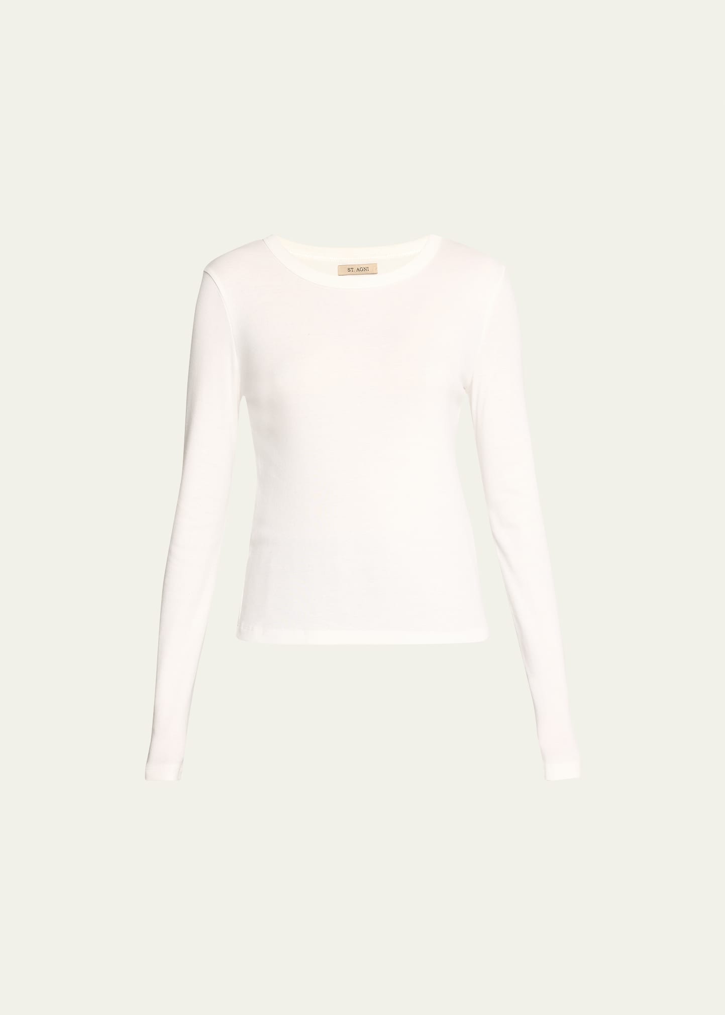 St Agni Long-sleeve Crewneck Top In White