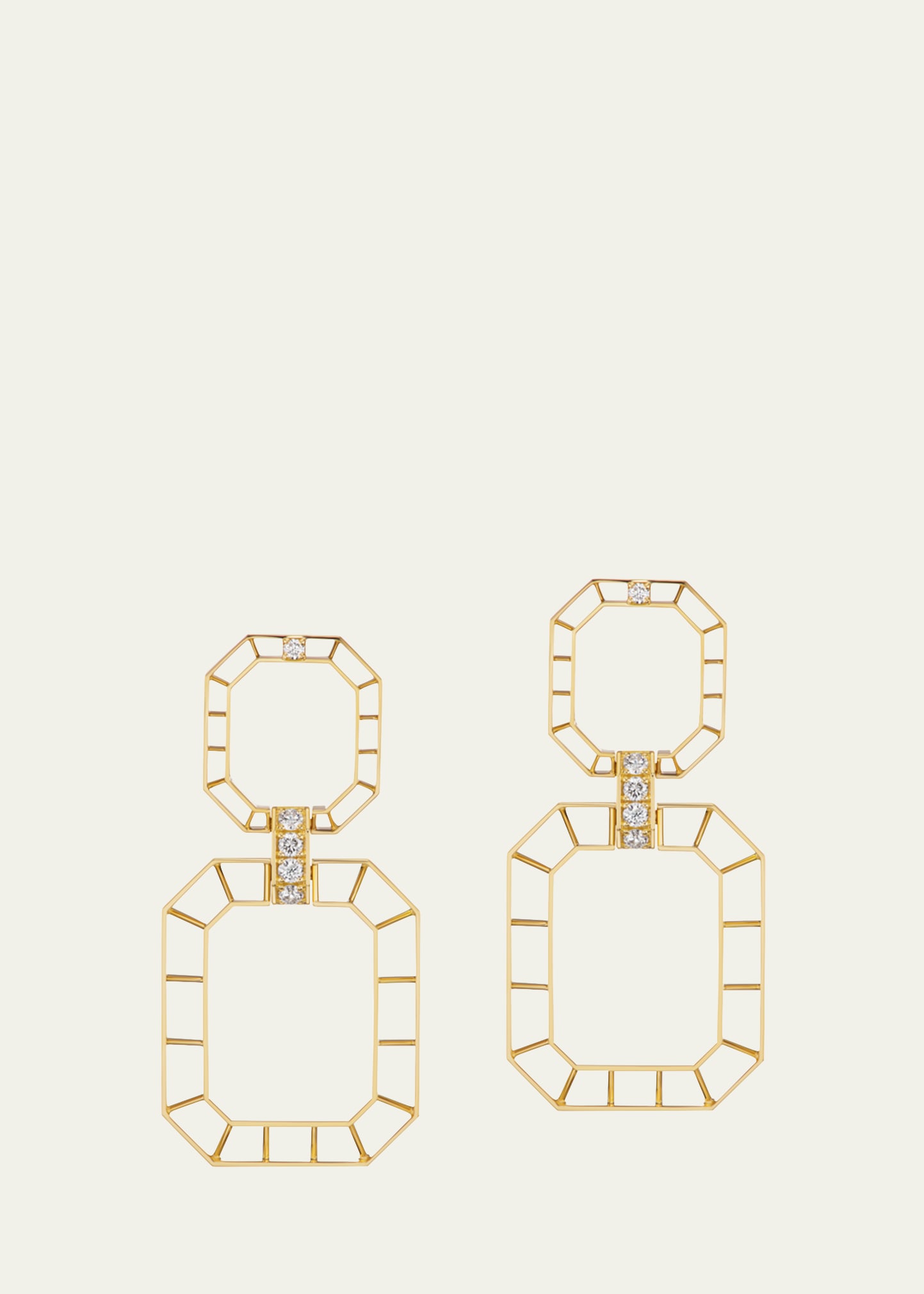 18K Yellow Gold Skeleton Diamond Drop Earrings