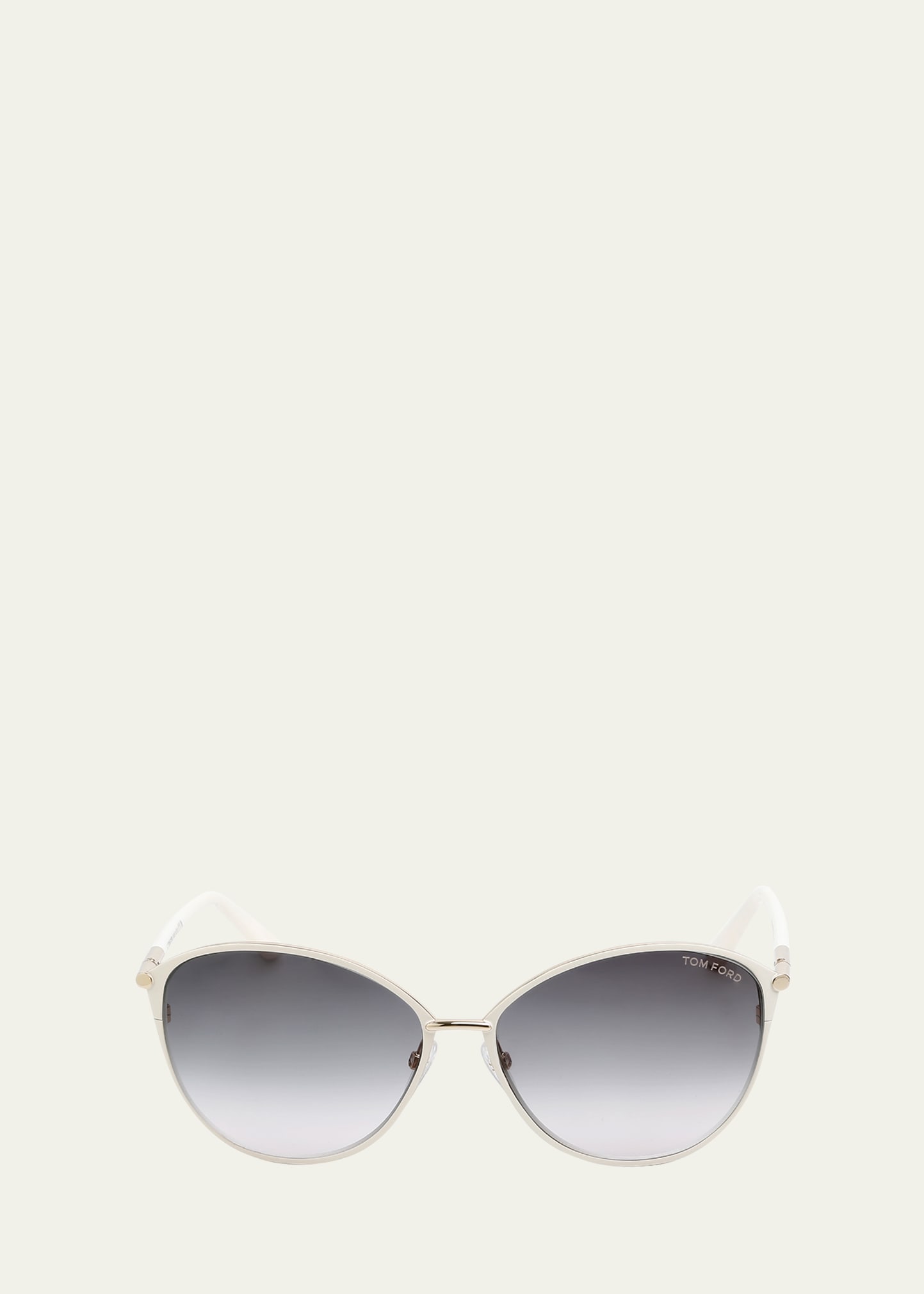 Tom Ford Gradient Acetate & Metal Round Sunglasses In Whto/smkg