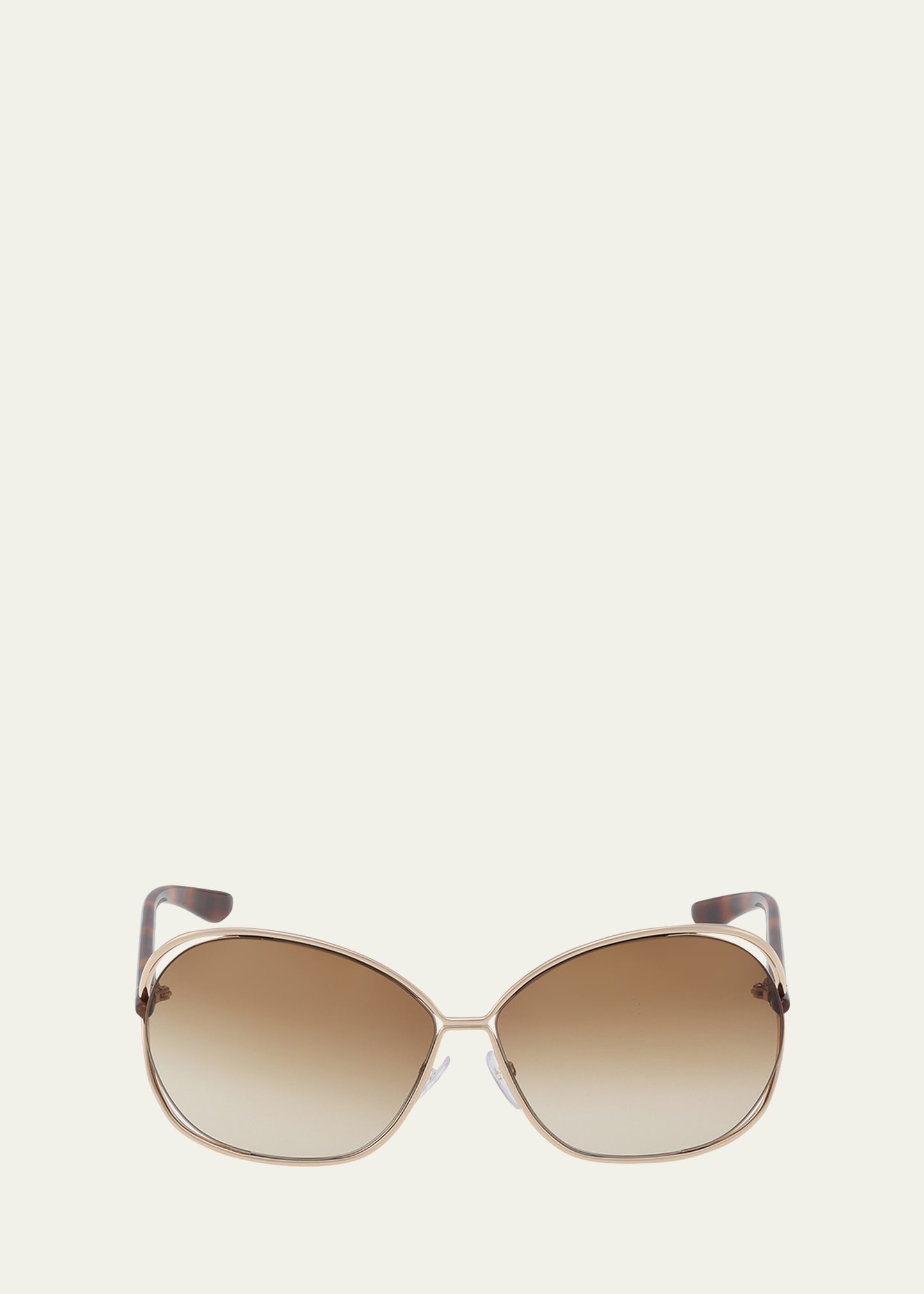 Tom Ford Carla 66mm Oversized Round Metal Sunglasses In Srgld/brng