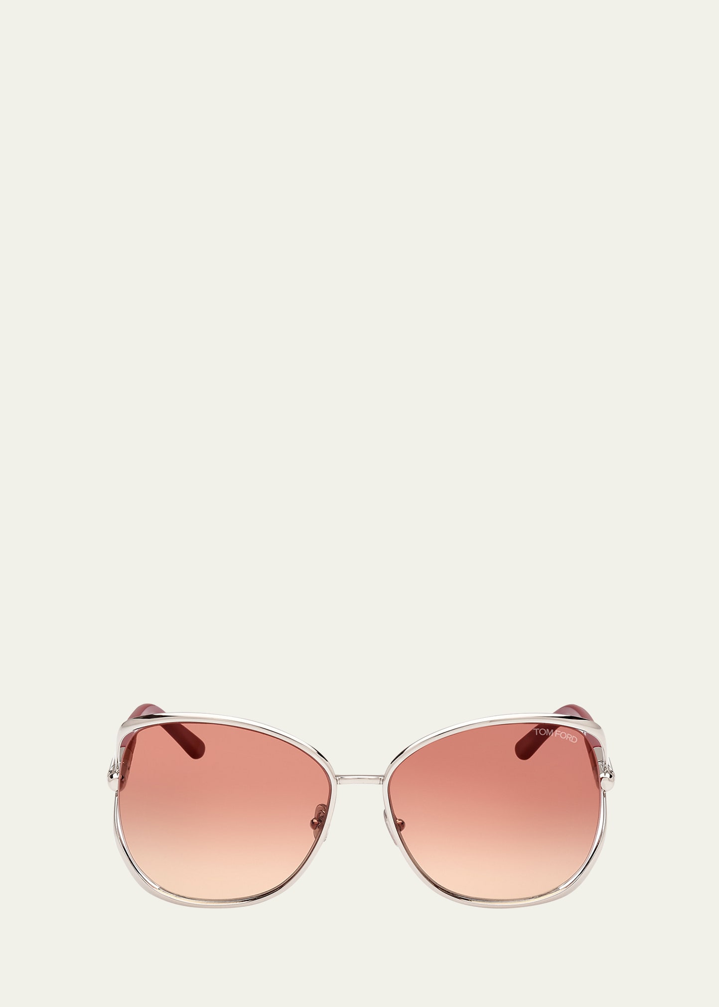 Shop Tom Ford Marta Mixed-media Butterfly Sunglasses In Sgun/bordg