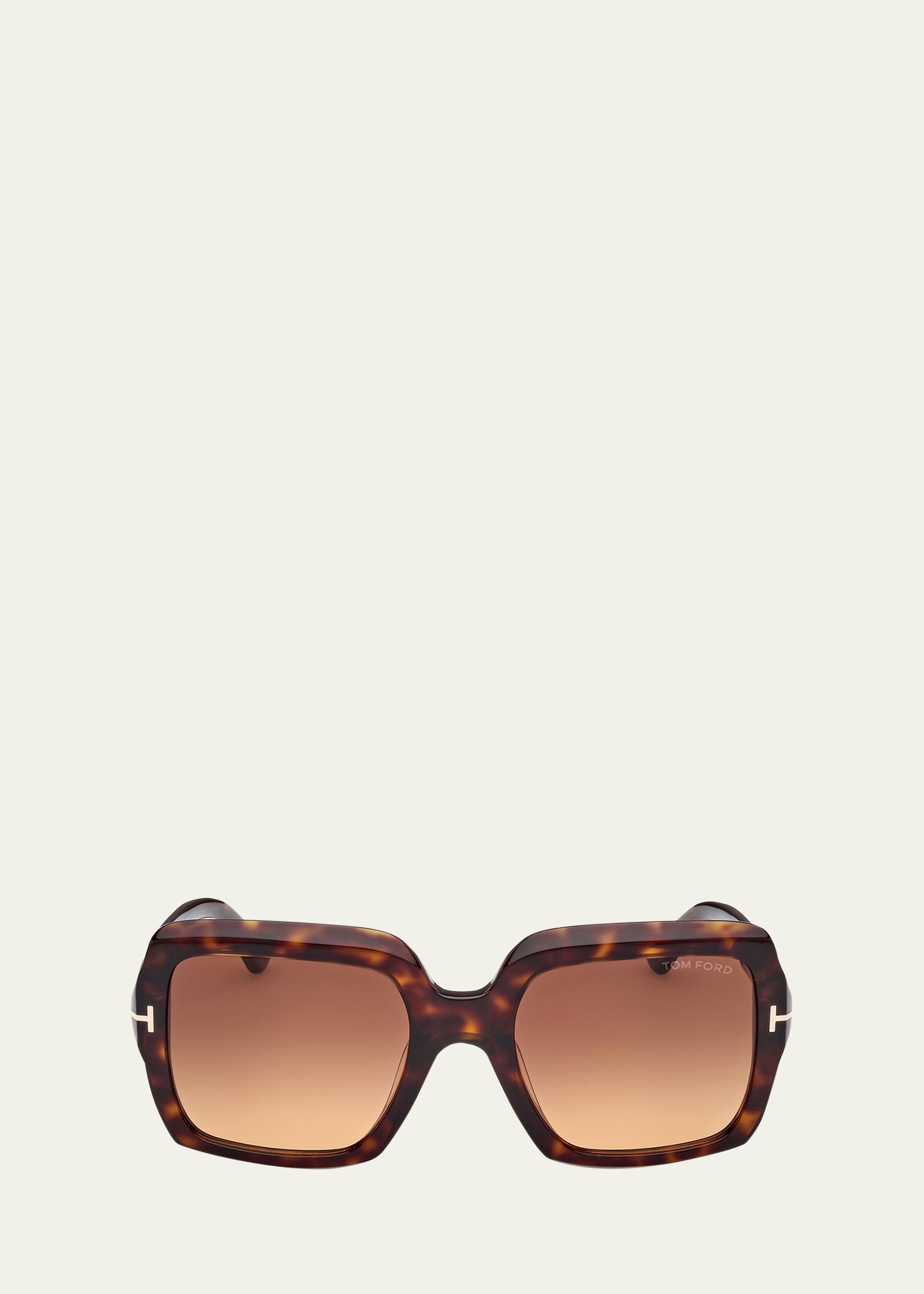 Tom Ford Beveled Acetate & Metal Square Sunglasses In Dhav/brng