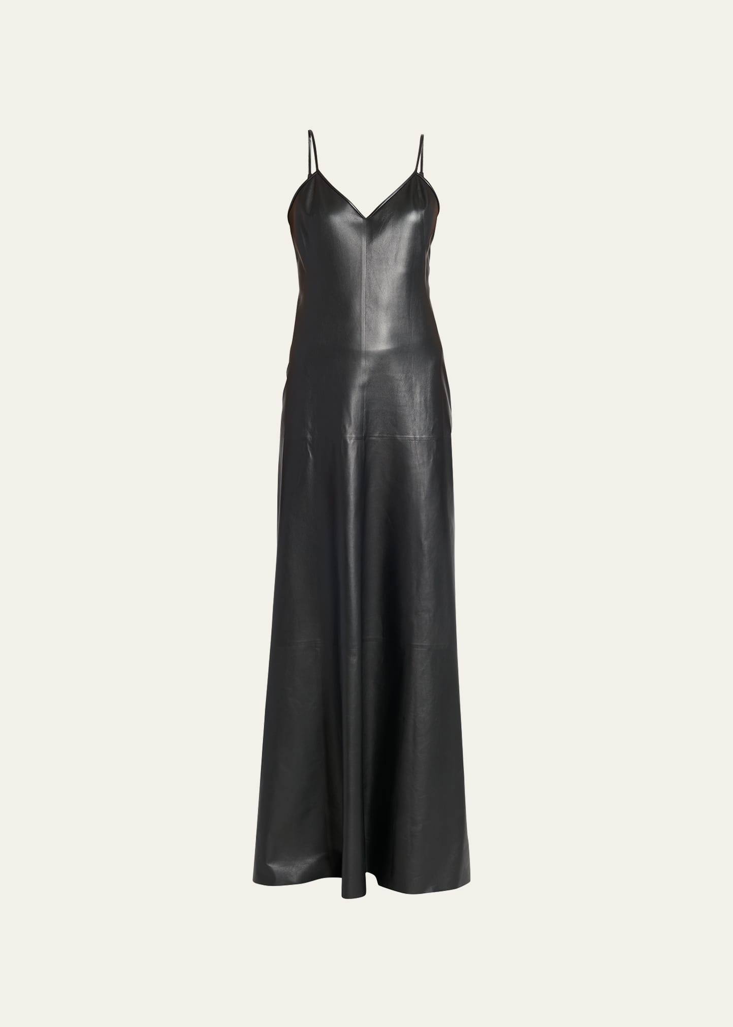Gabriela Hearst Ainsley Leather-front Dress With Cowl Back In Black