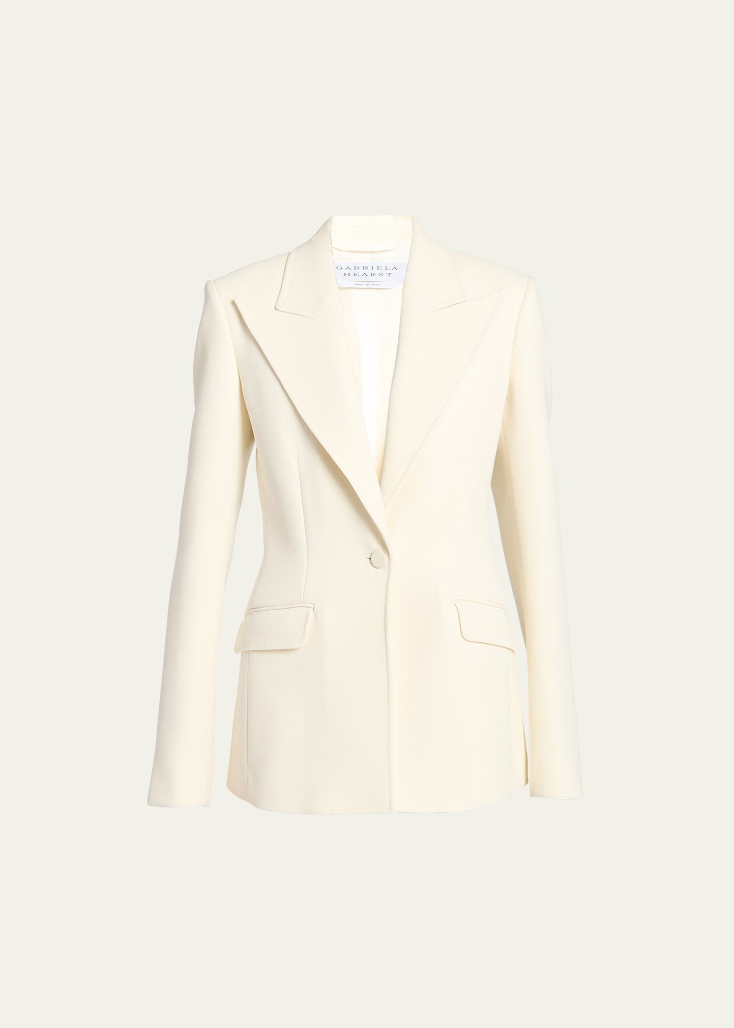 Shop Gabriela Hearst Leiva Wool Blazer Jacket In Ivory
