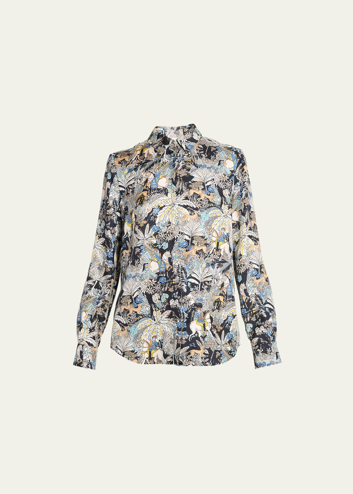 Gabriela Hearst Henri Printed Button-front Top In Blue Multi