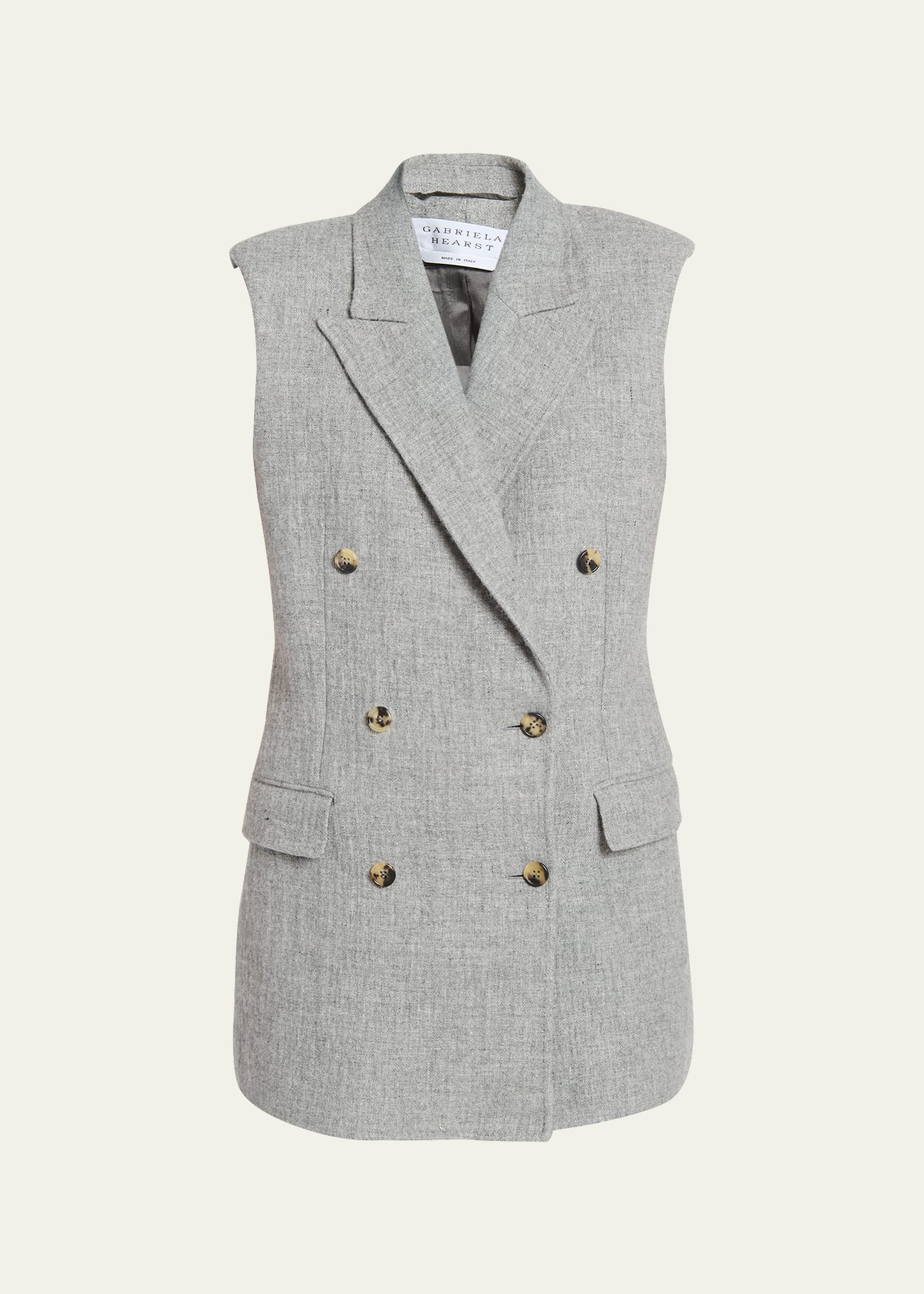 Shop Gabriela Hearst Mayte Cashmere-blend Blazer Vest In Light Grey Melang