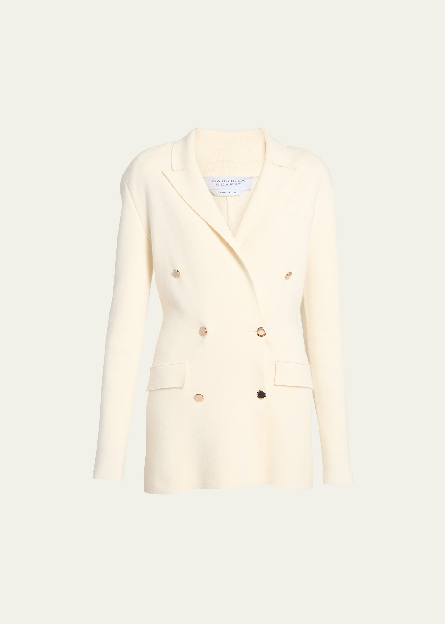 Shop Gabriela Hearst Bowen Knit Wool Blazer Jacket In Ivory