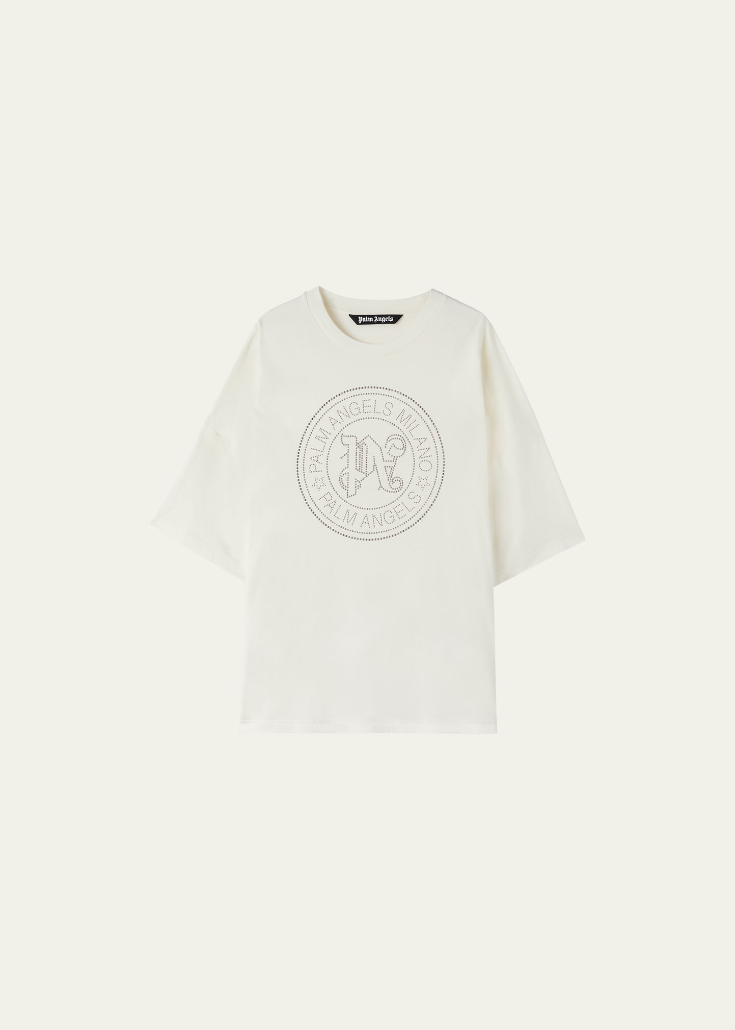 Shop Palm Angels Men's Milano Circle Stud Boxy T-shirt In Off-white