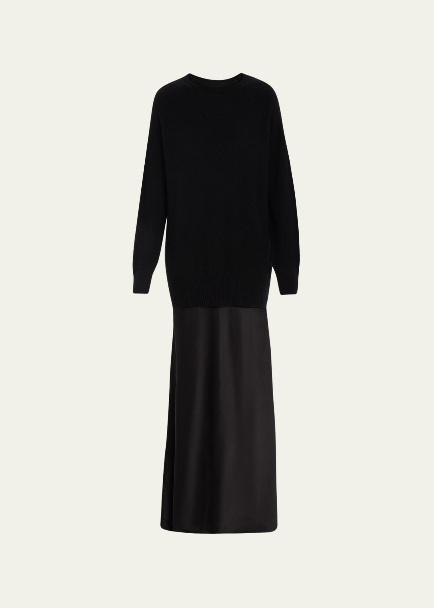 Shop Christopher Esber Monument Mixed-media Cashmere Maxi Dress In Black
