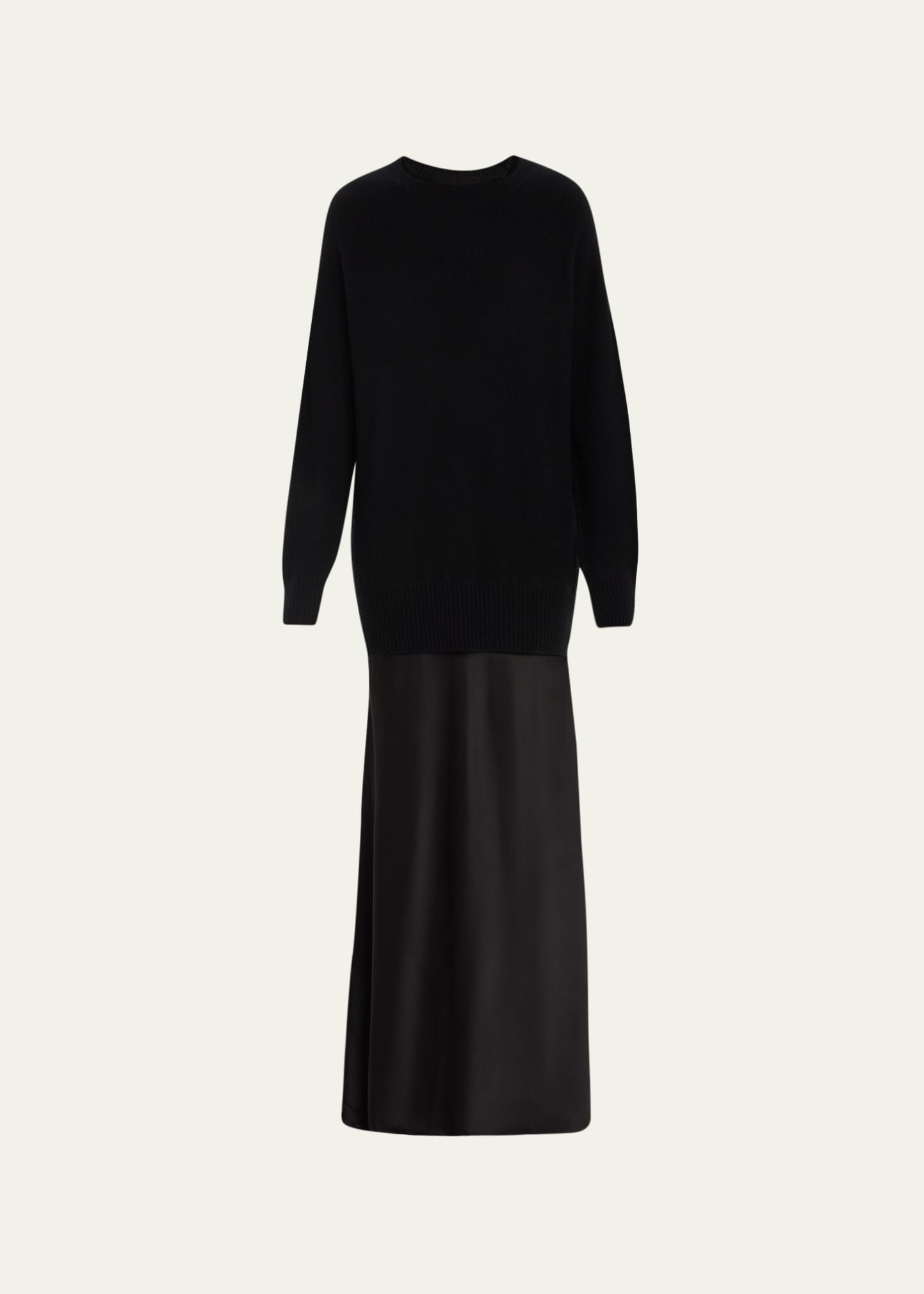 Christopher Esber Monument Mixed-media Cashmere Maxi Dress In Black