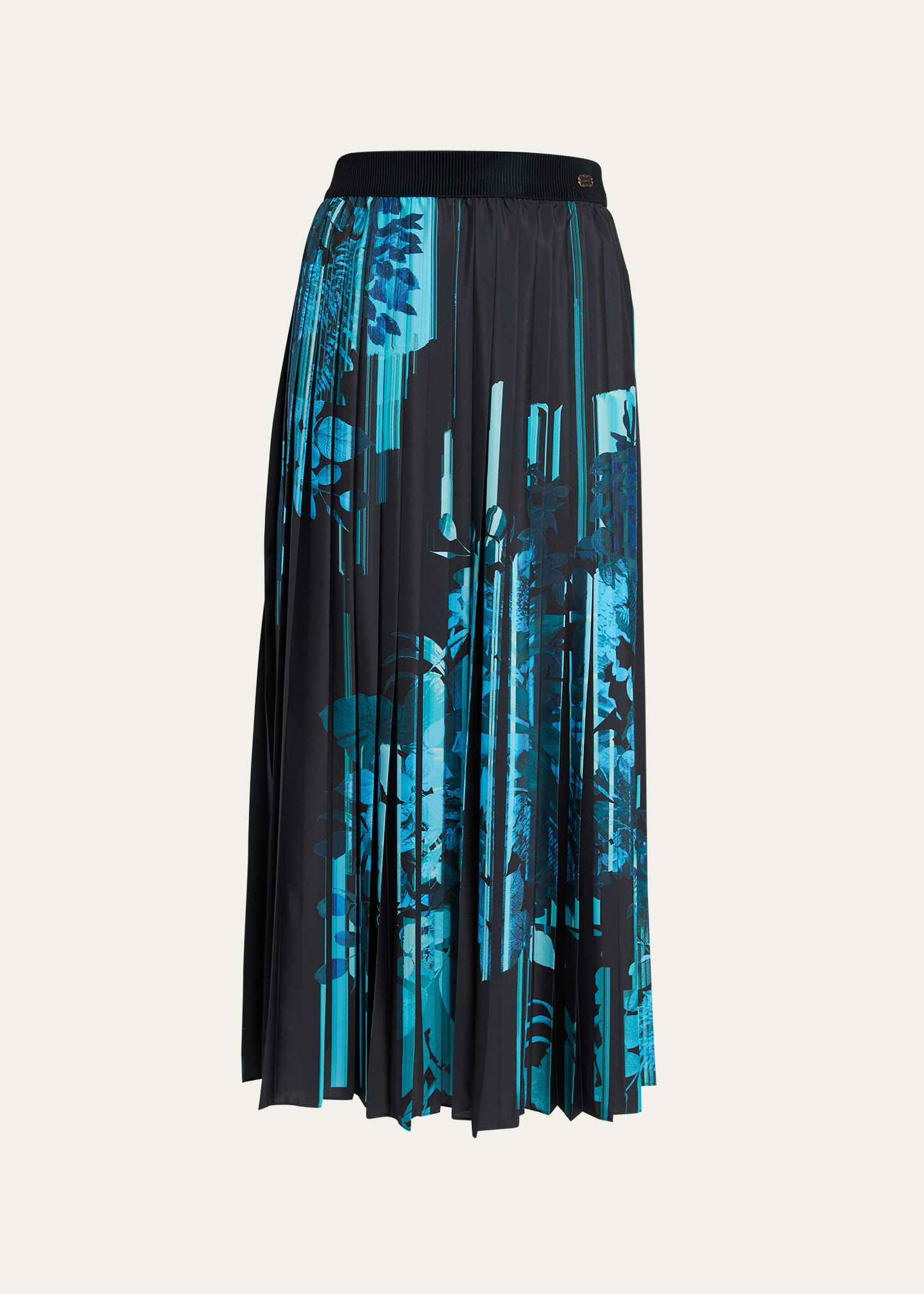 Agnona Floral-print Crepe Pleated Maxi Skirt In 081 Black