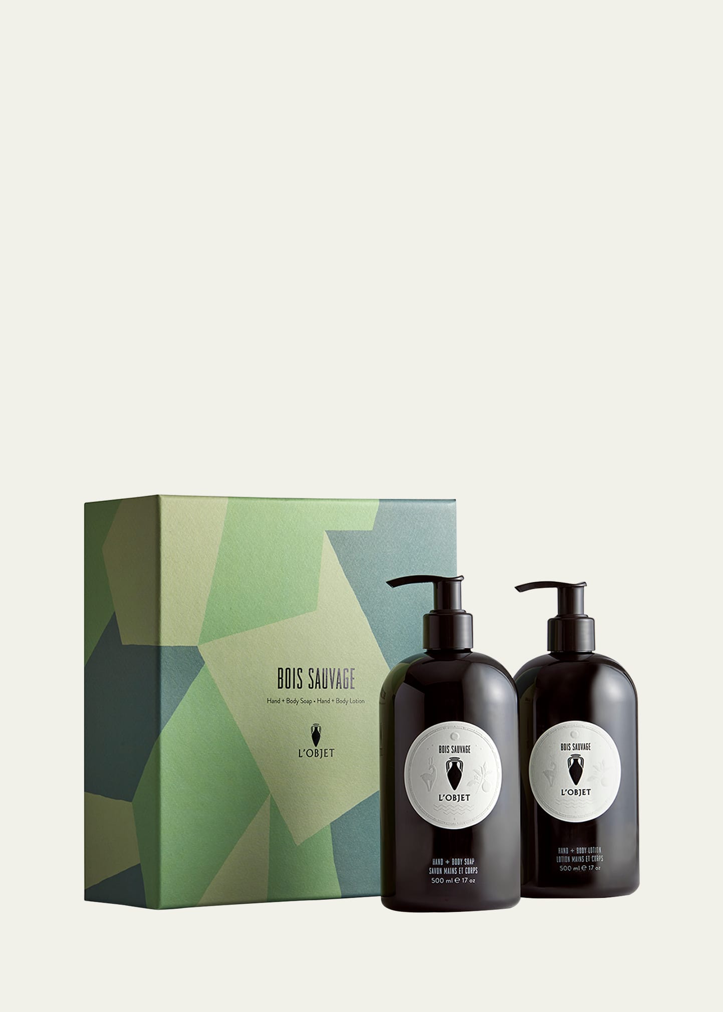 L'objet Bois Sauvage Gift Set: Soap + Lotion, 2 X 17 Oz. In White