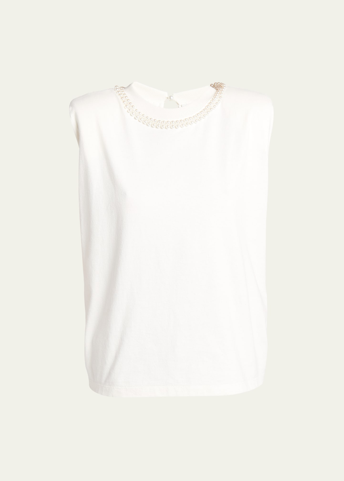Shop Golden Goose Journey Sleeveless Pearl-embellished T-shirt In Heritage White