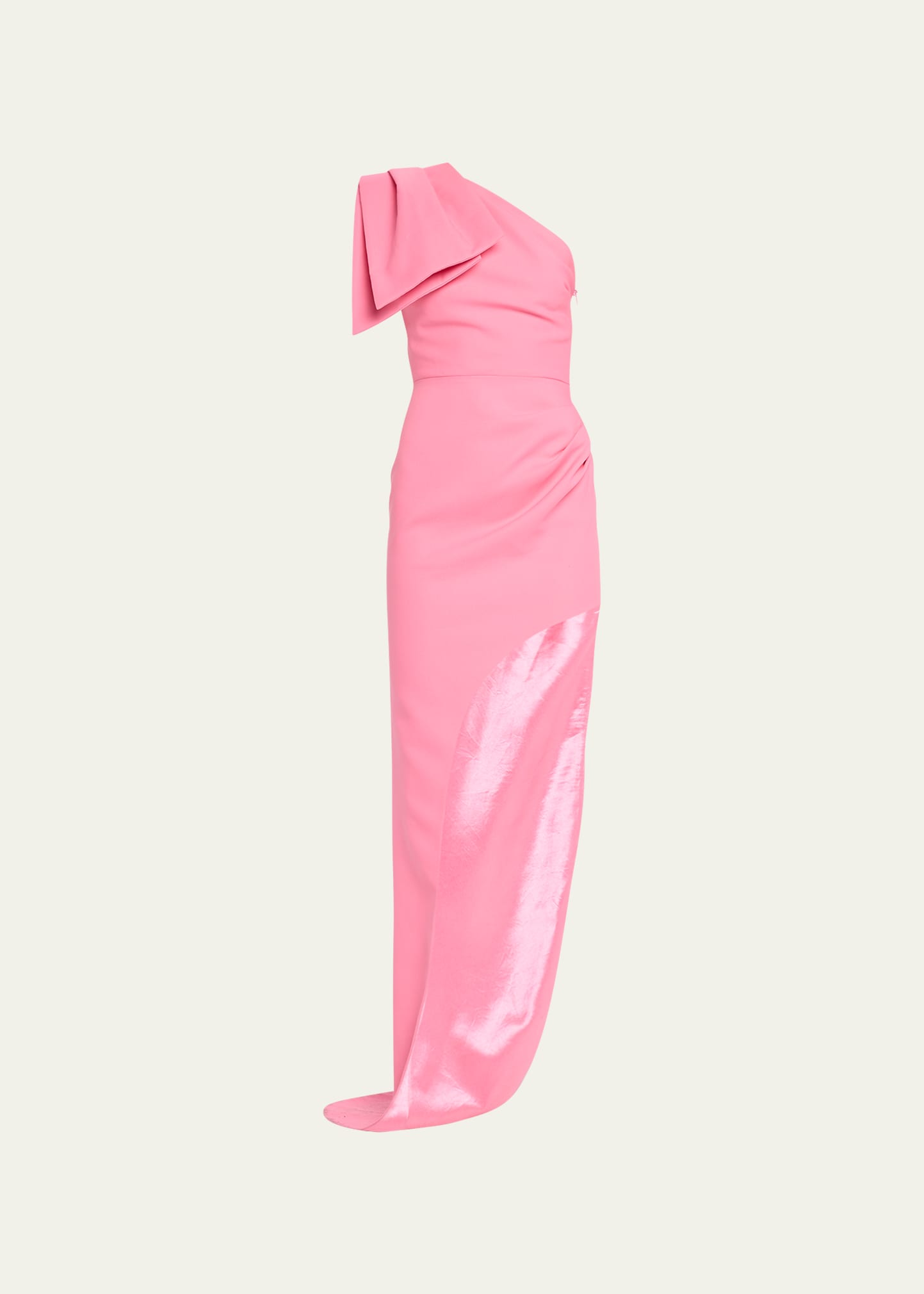 Bronx And Banco Stella One-shoulder High-low Column Gown In Baby Pink