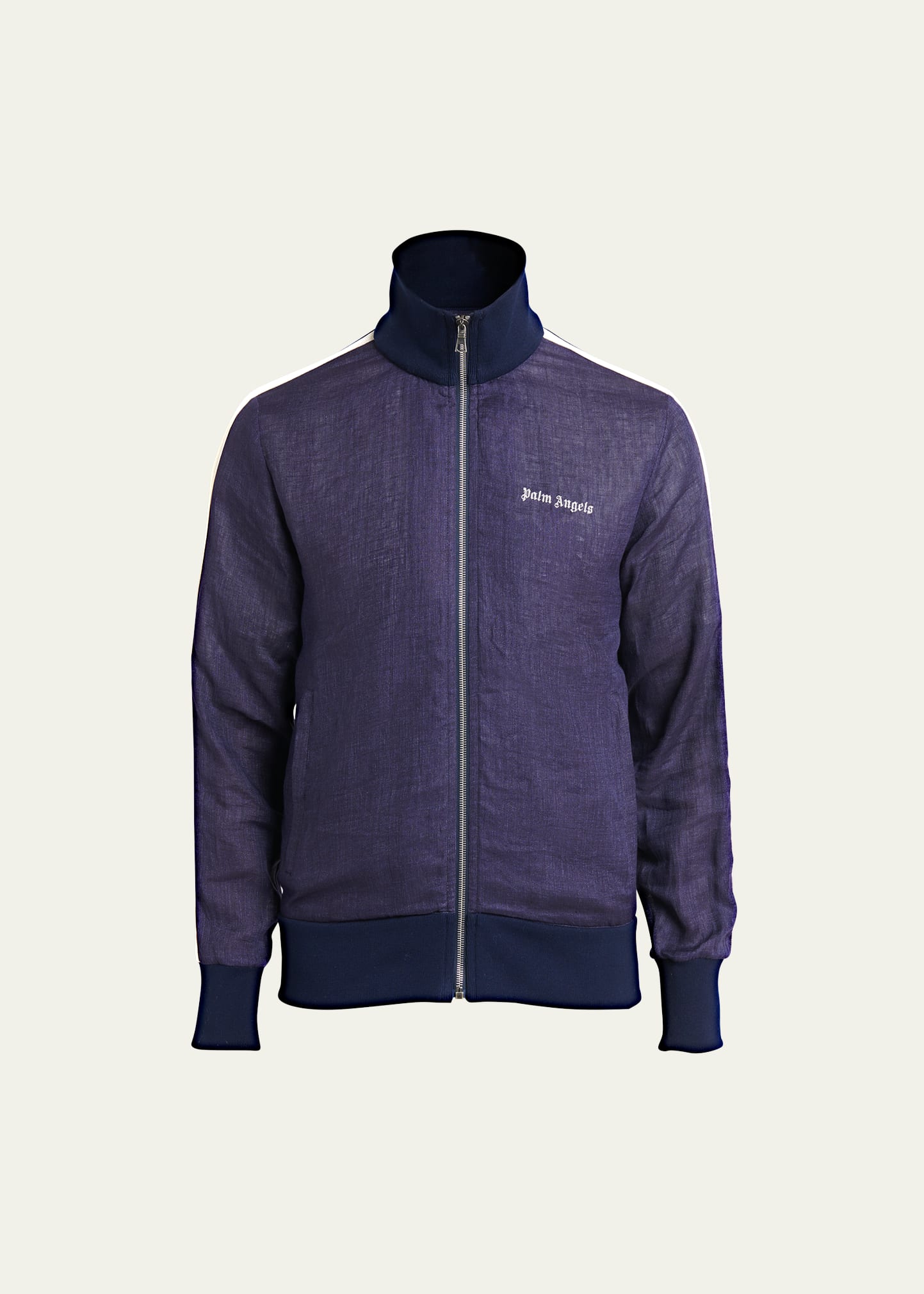 Palm Angels Track Jacket With Zipper In Navy Blue