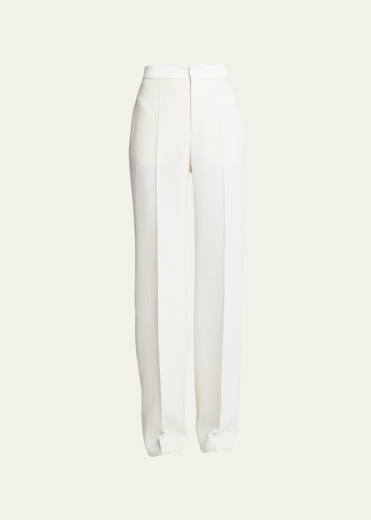 Textured Wool Crepe Wide-Leg Trousers